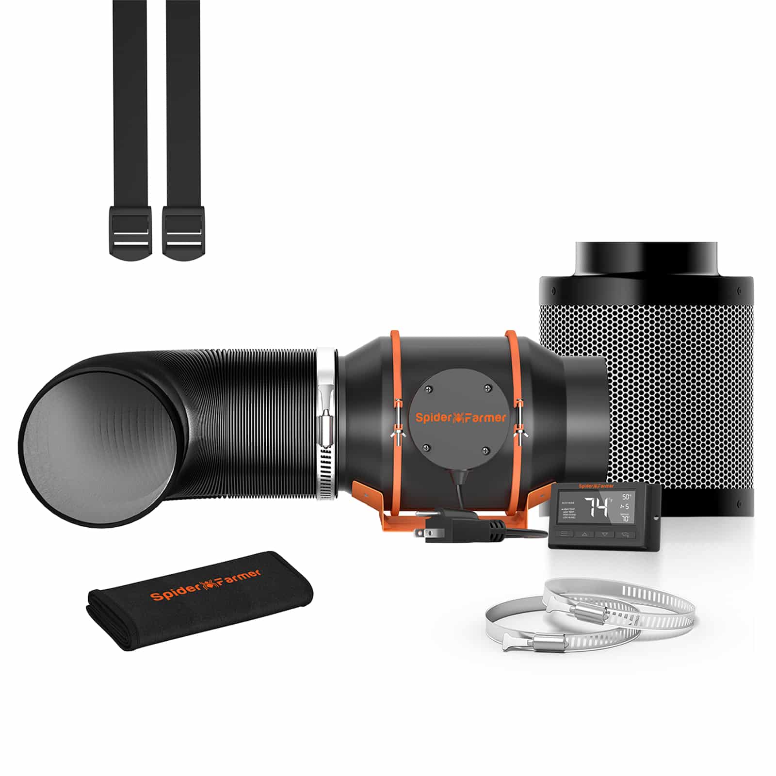 Spider Farmer®6 Inch Inline Fan Combo with Temperature and Humidity Fan Controller