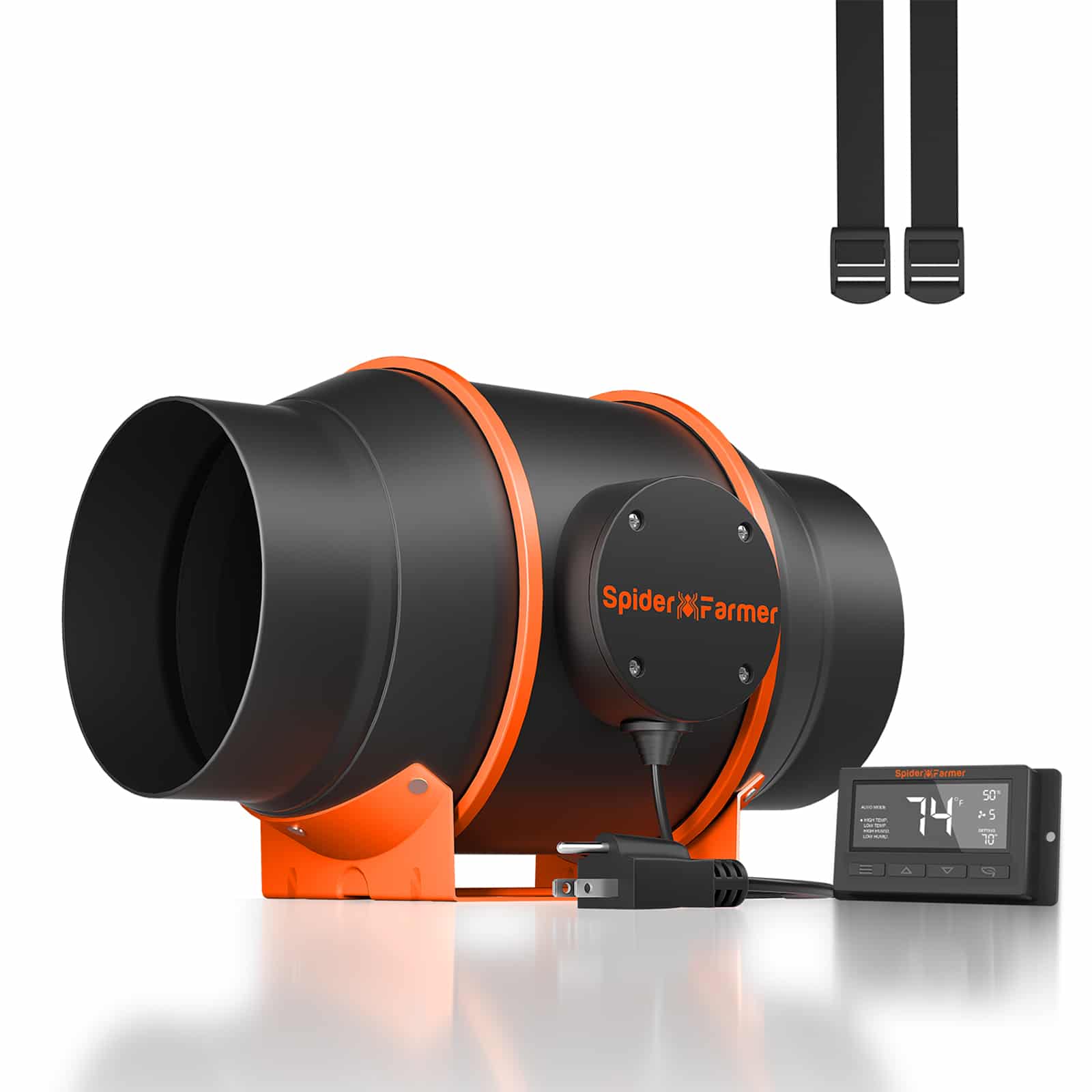 Product Image:Spider Farmer 6″ Inline Fan with Temperature and Humidity Fan Controller
