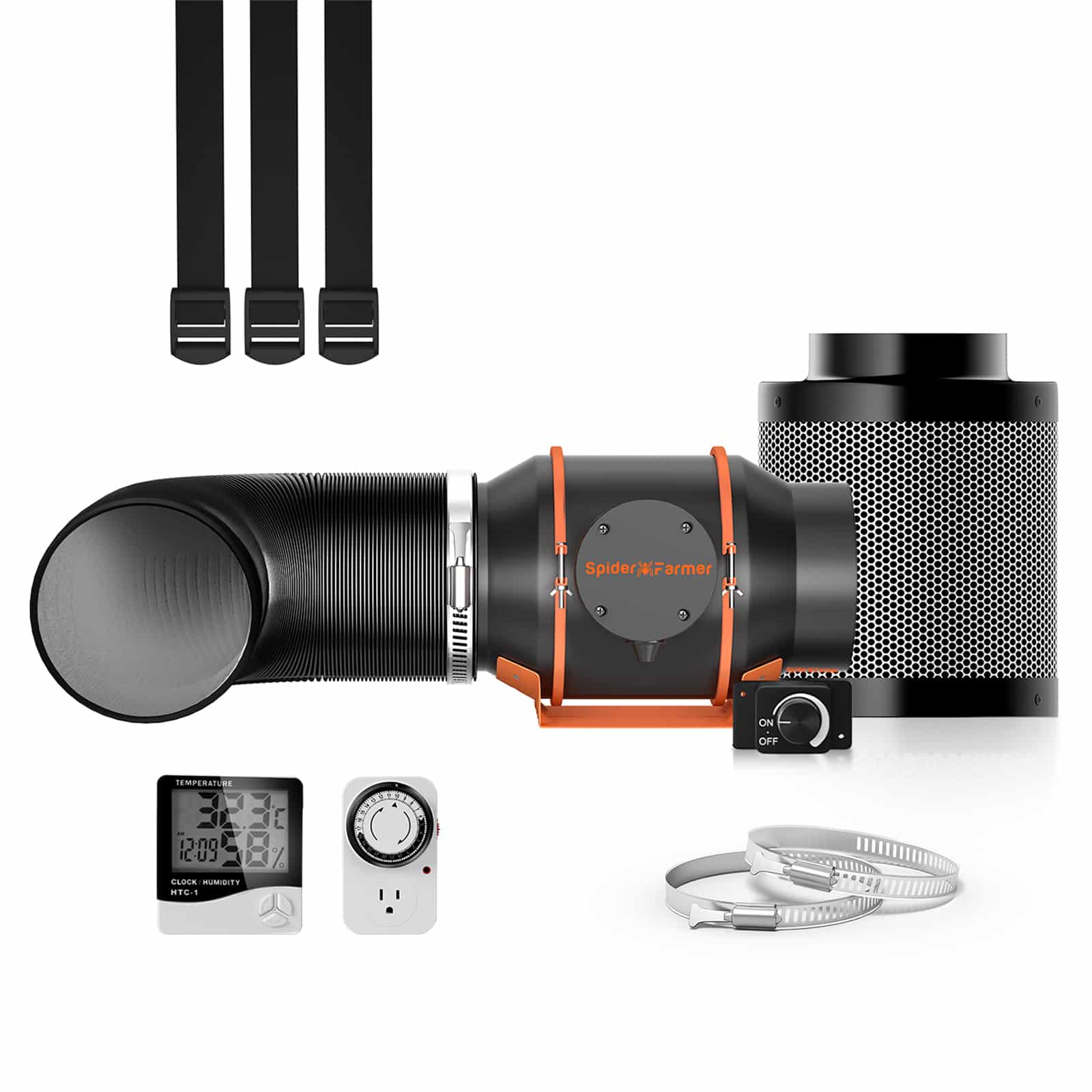 Product Image:Spider Farmer® Grow Kits-6 Inch Inline Fan Air Carbon Filter 33 Feet Ducting Ventilation Combo