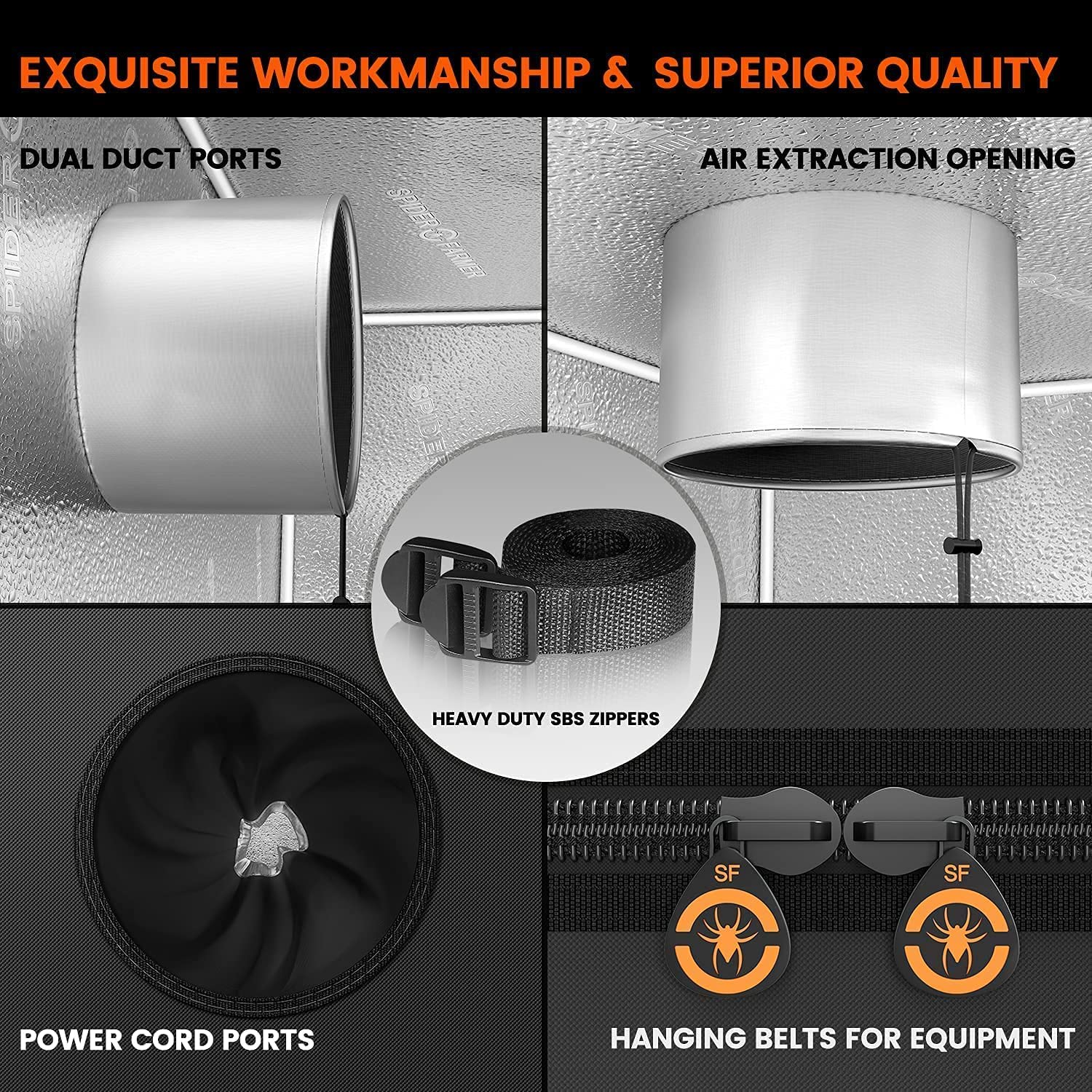 Spider Farmer 3’x3’x6′ (90x90x180cm) Indoor Grow Tent