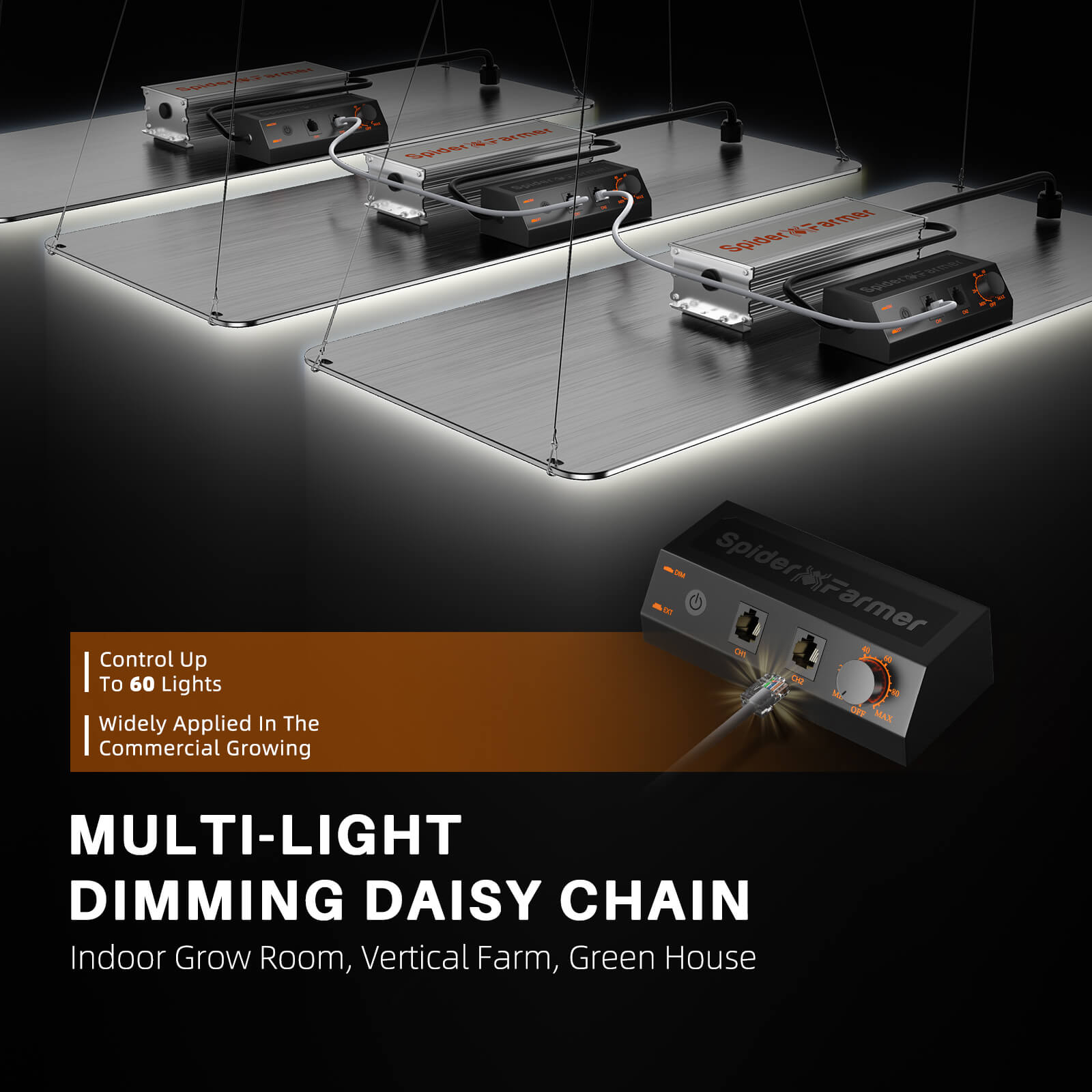 Spider Farmer® SF2000 200W LED Grow Light avec variateur de lumière