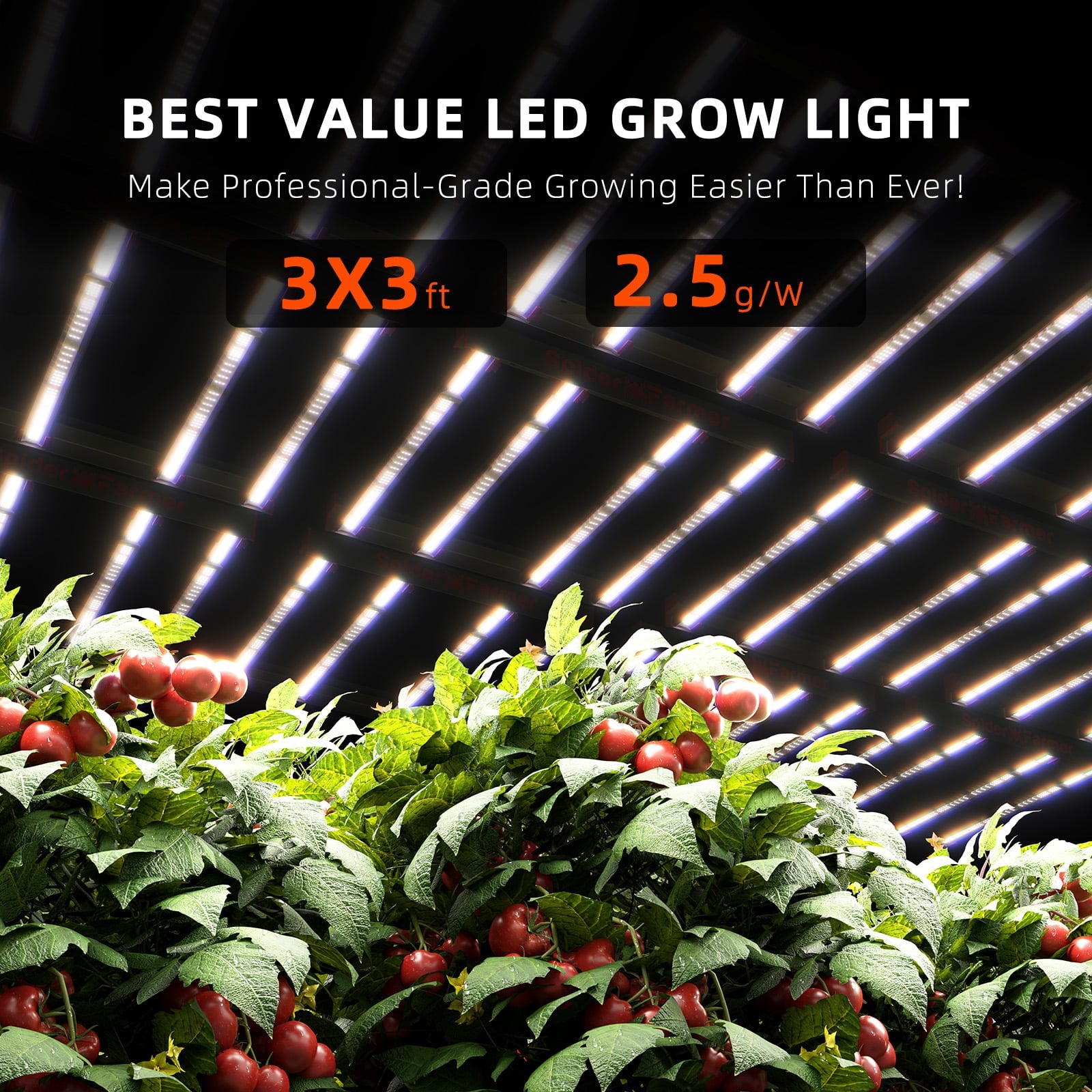 Product Secondary Image:Spider Farmer® G3000 Dimmable Cost-effective Full Spectrum LED Grow Light