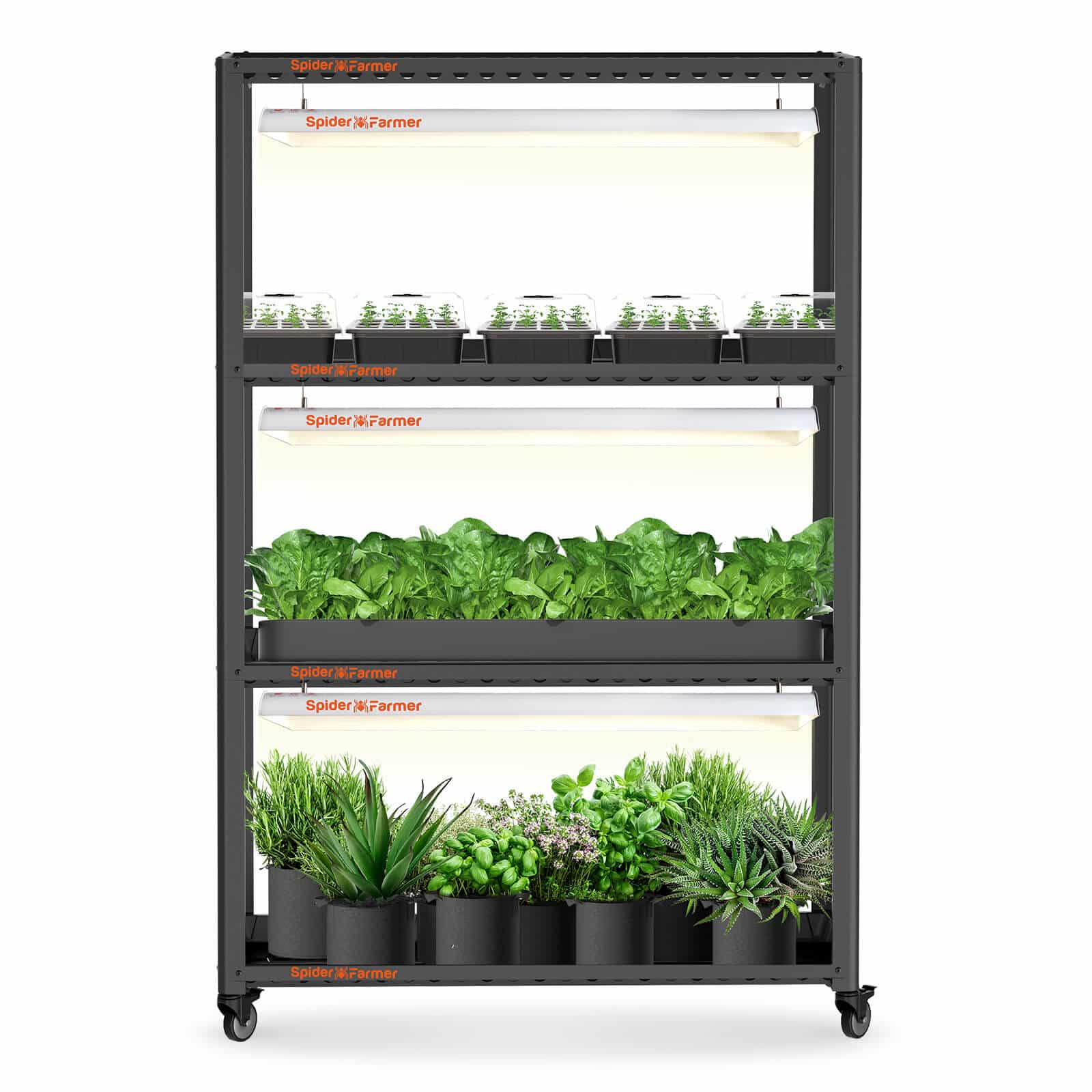 Spider Farmer® SF600 Growshelves Indoor LED Grow Light And Metal Plant Stand