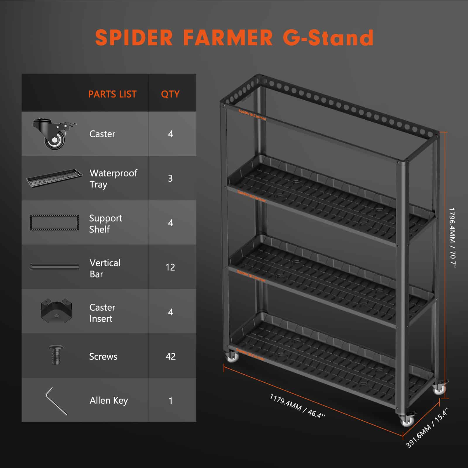 Spider Farmer 3 Tiers Metal Plant Stand with Plant Trays