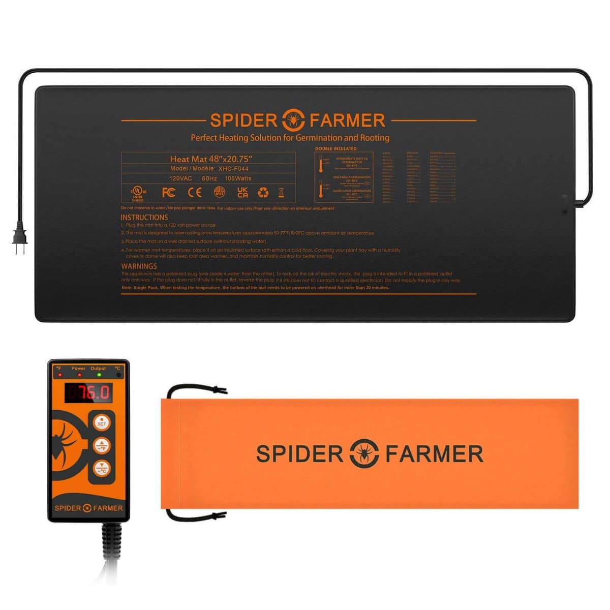 Spider Farmer 48”X20” Seedling Heat Mat & Controller Set