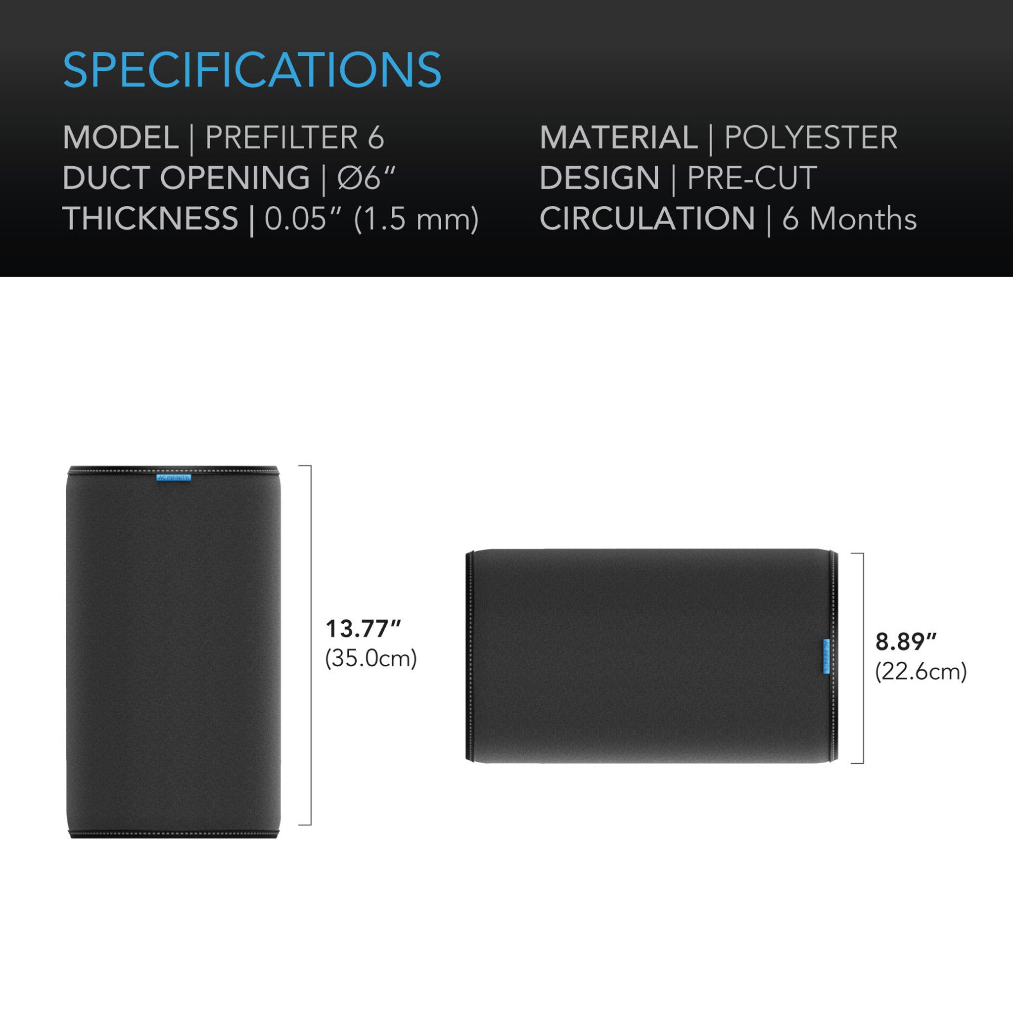 AC Infinity Pre-Filter Cloth for Carbon Filter (2 Pack)