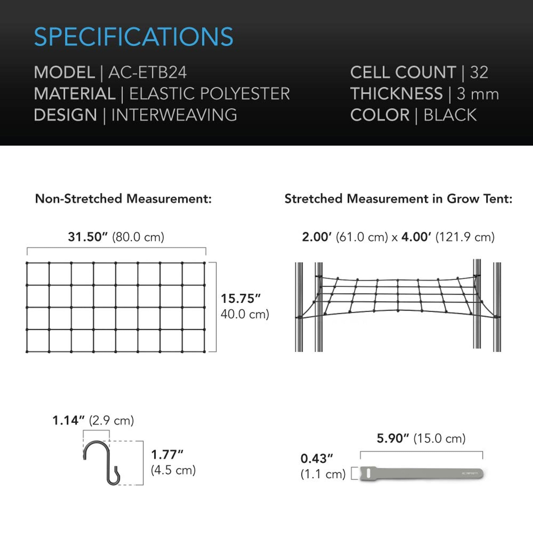 AC Infinity Grow Tent Flexible Trellis Netting