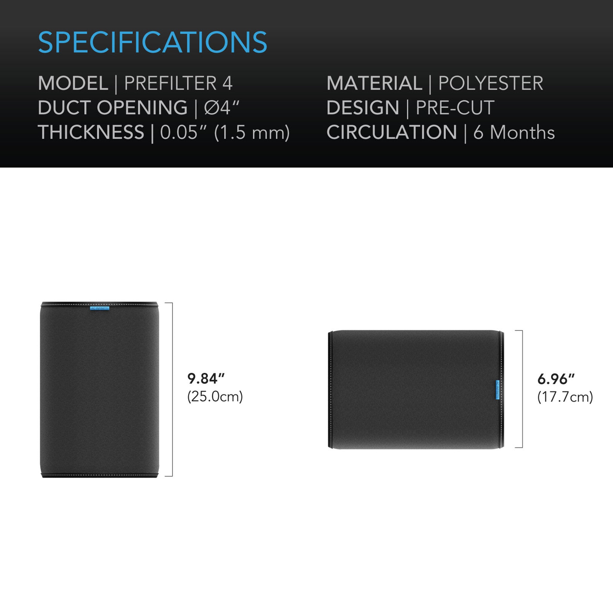 AC Infinity Pre-Filter Cloth for Carbon Filter (2 Pack)