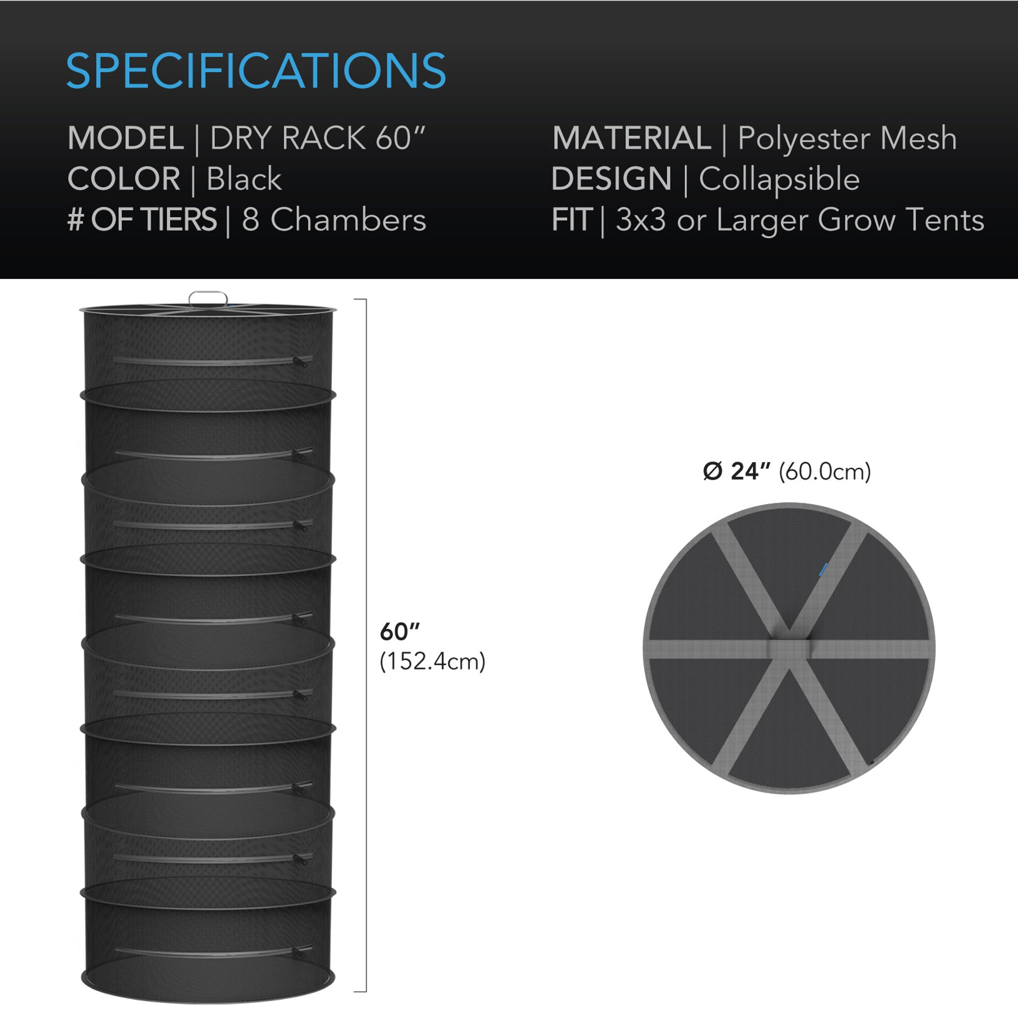 Portoir de séchage d'herbes suspendu AC Infinity 18" - 4 étages