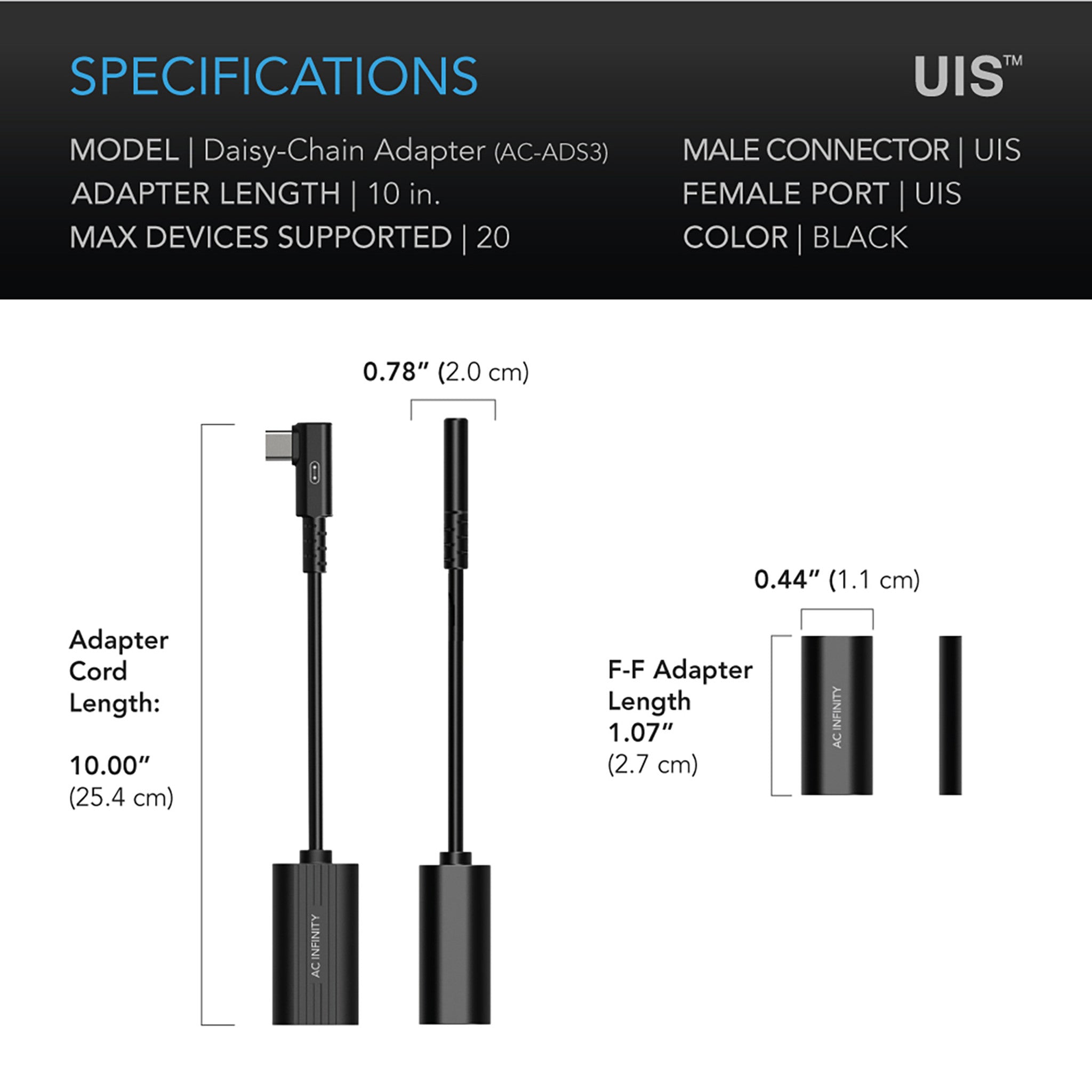 AC Infinity UIS 2-IN-1 SPLITTER, Daisy-Chain Adapter