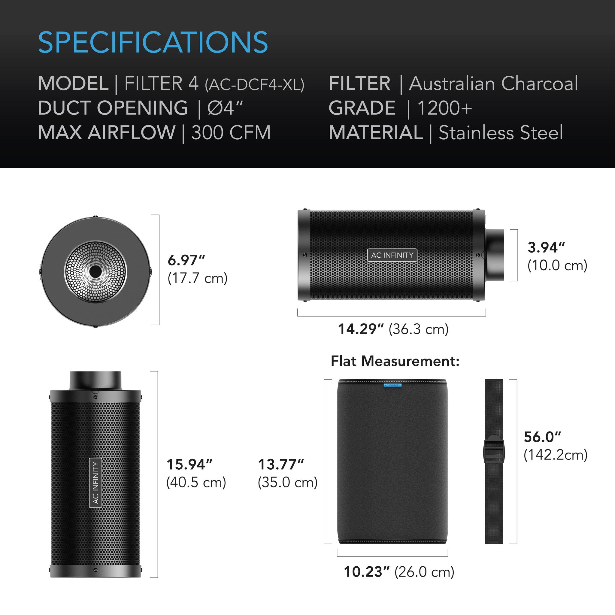 Duct Carbon Filter XL, Australian Charcoal, Extra Large