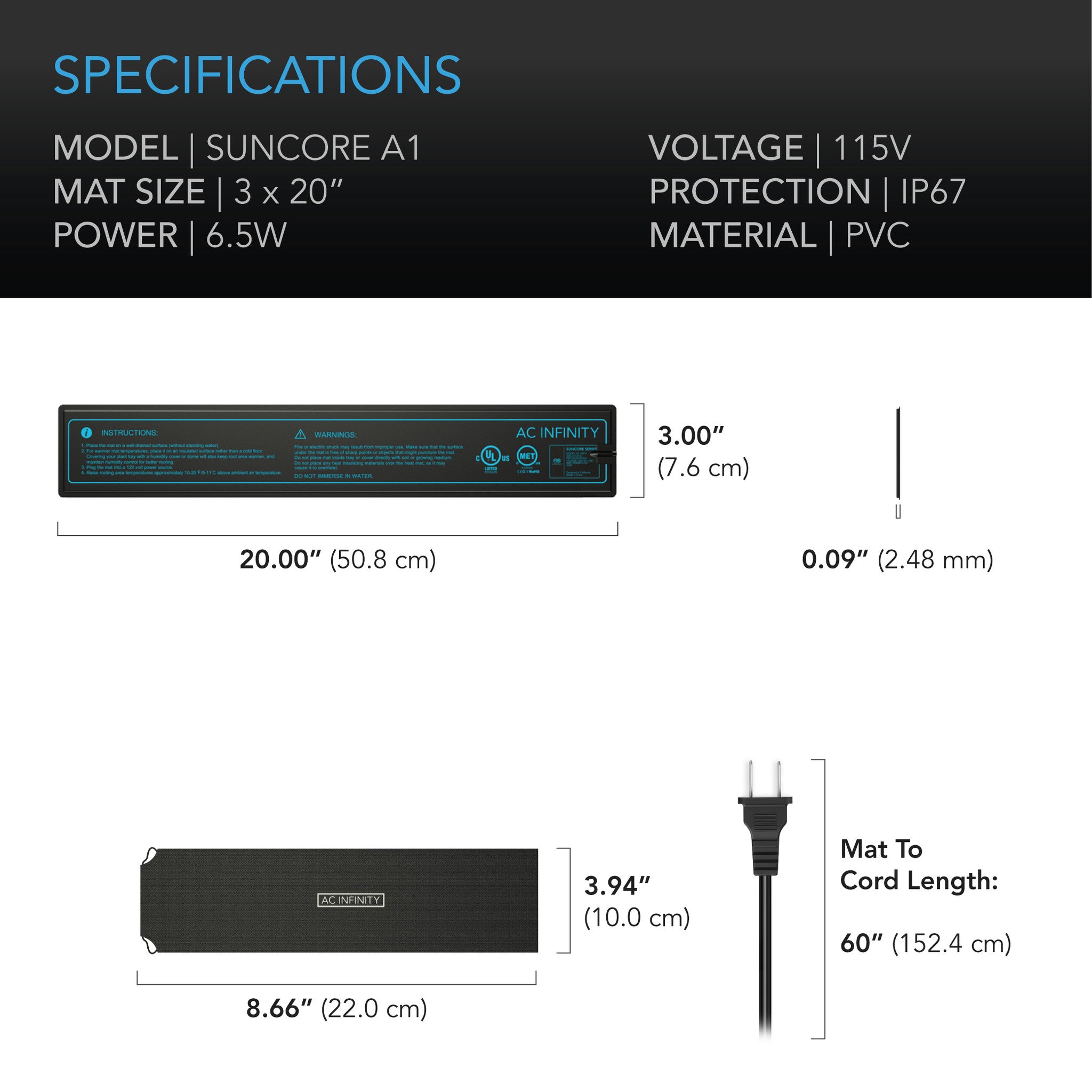 AC Infinity SUNCORE Seedling Heat Mat