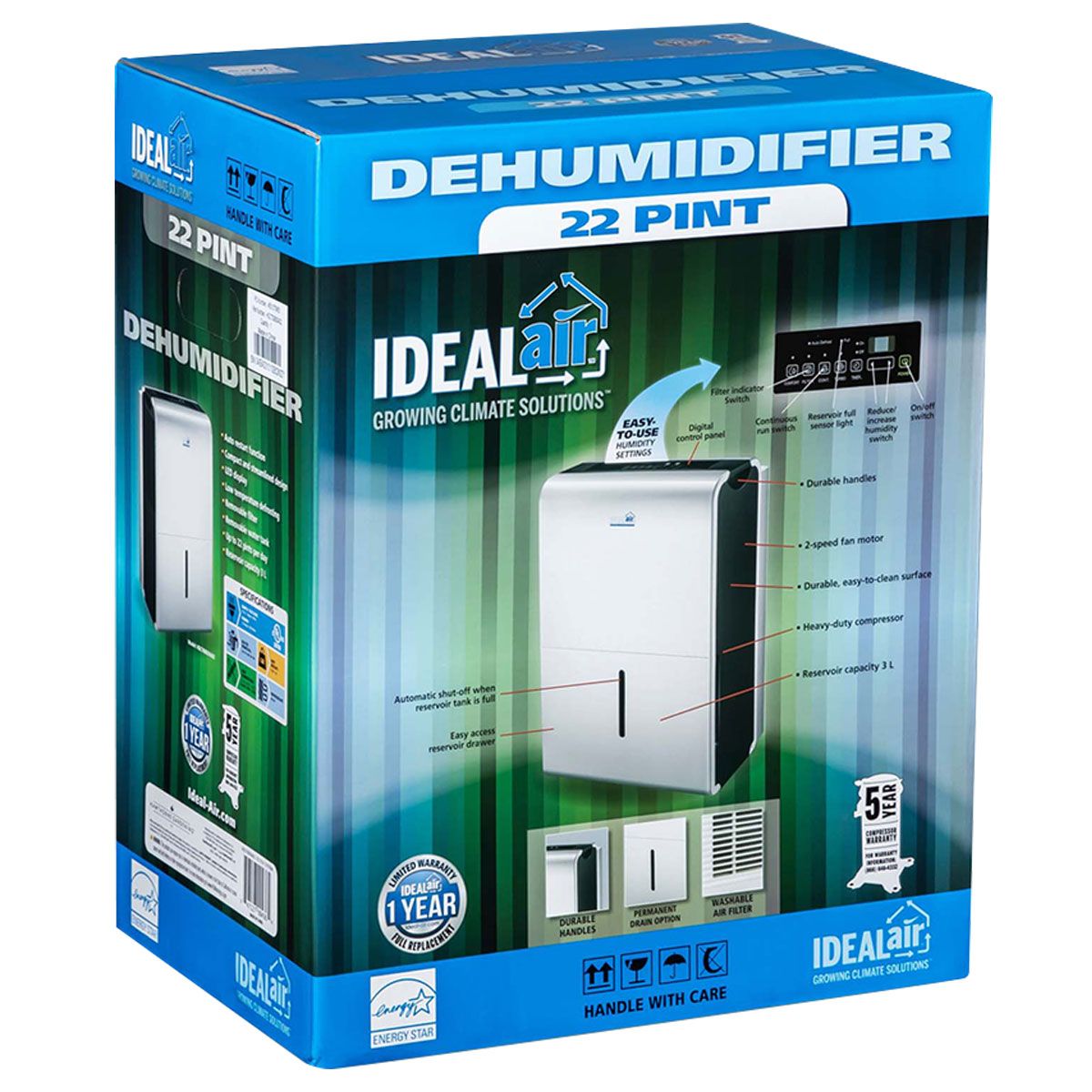 Product Secondary Image:Ideal-Air Dehumidifier 22 Pint