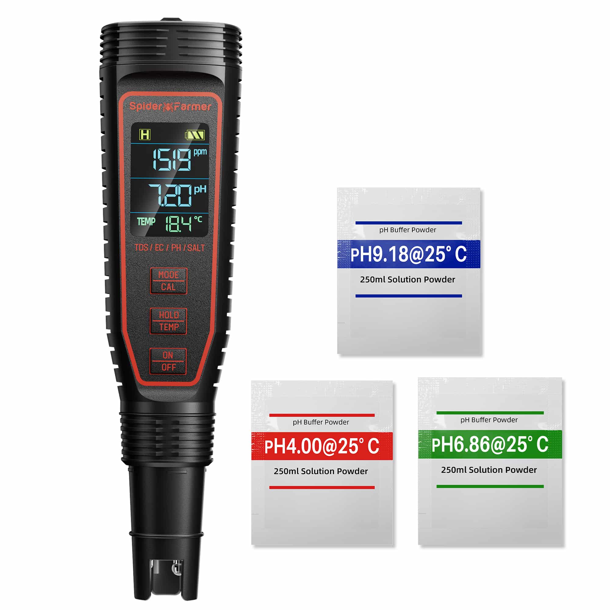 Product Image:Spider Farmer® 5-in-1 pH Hydroponic Meter Kit