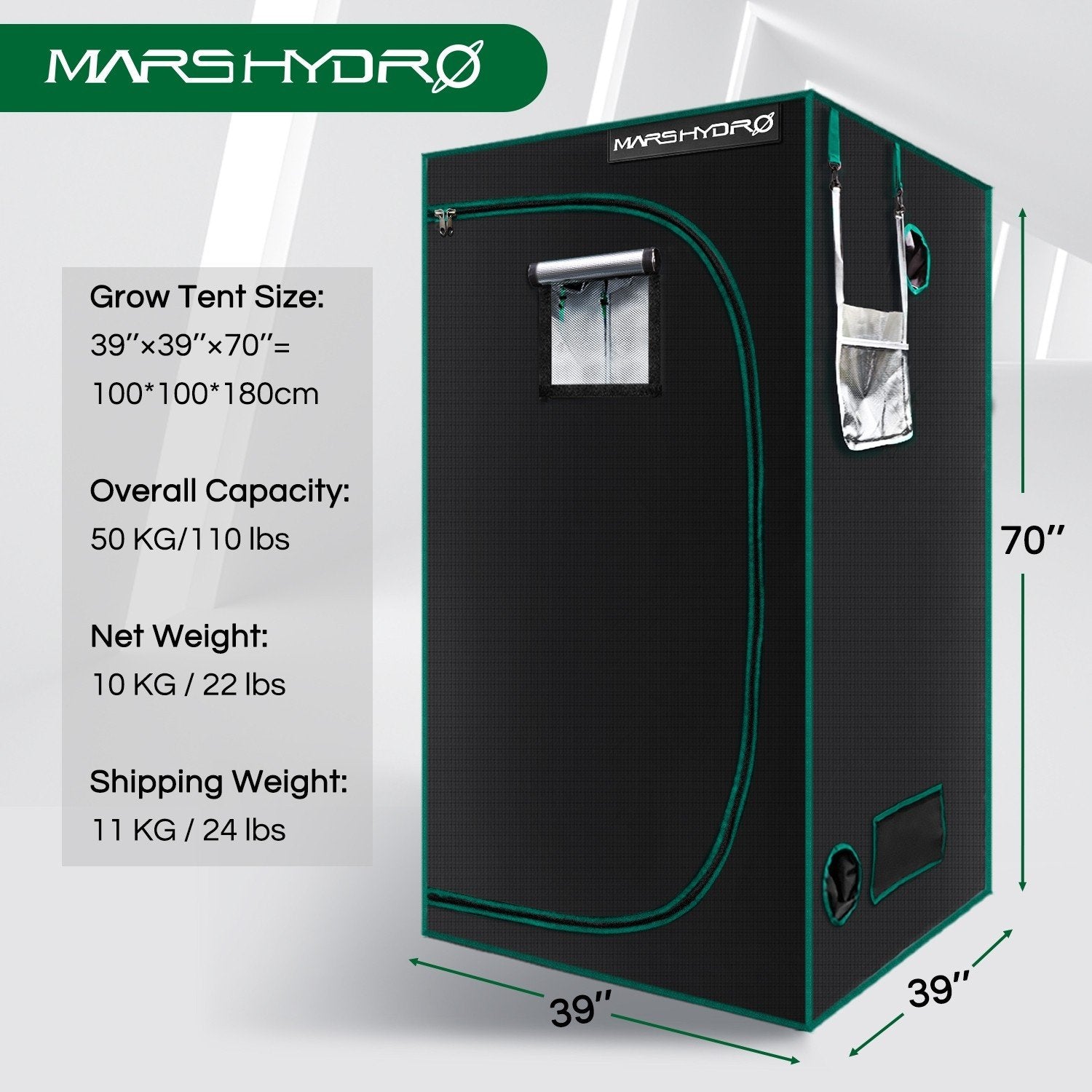 Product Secondary Image:Mars Hydro Grow Tent Kit 3' x 3' x 5'