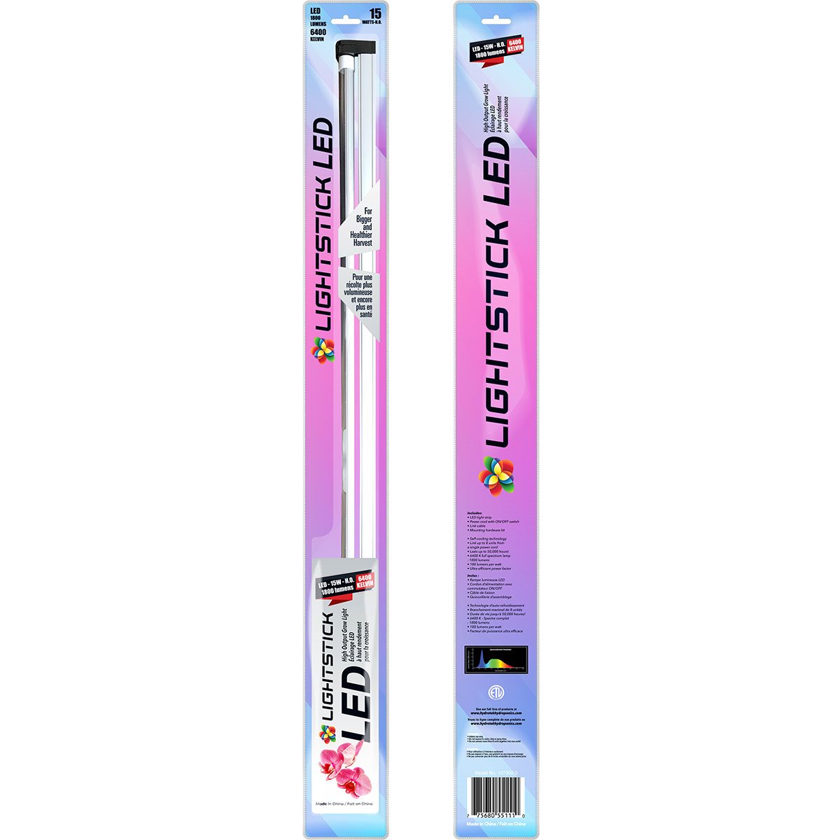 Lightstick LED 3' 15W Grow Light Strip 120-240V Linkable