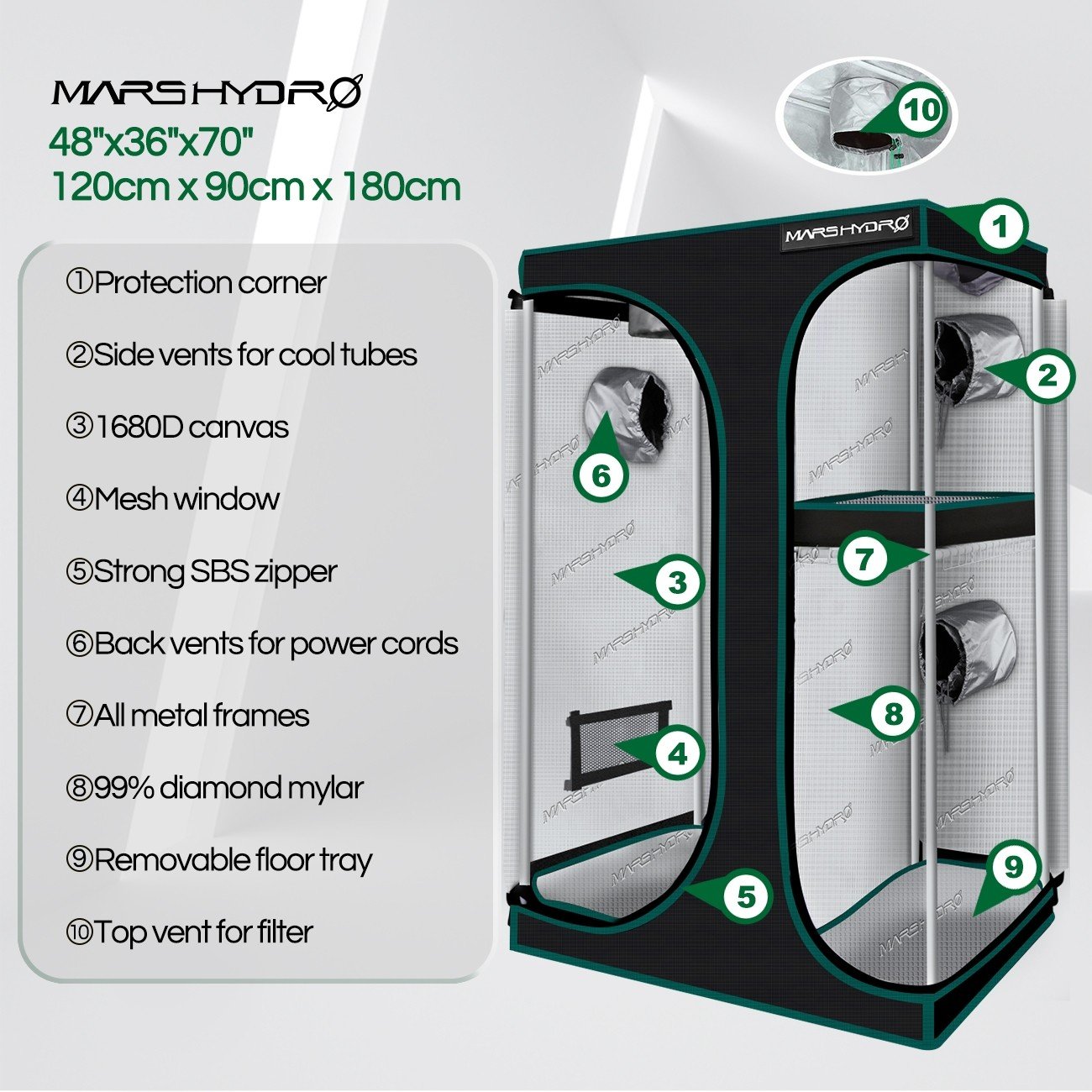 Mars Hydro Grow Tent Kit 4' x 2.6' x 6' 2in1