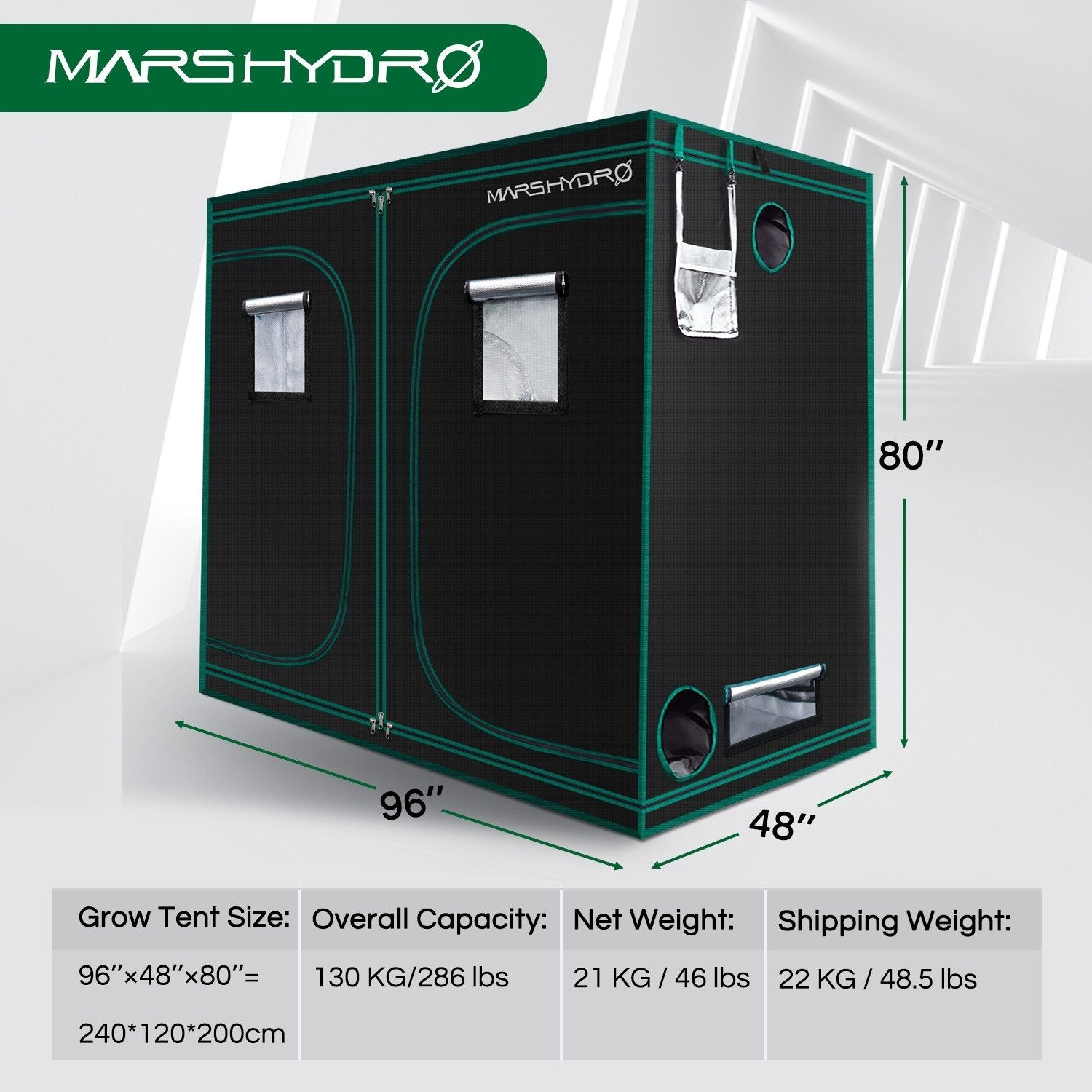 Product Secondary Image:Mars Hydro Grow Tent 8' x 4' x 6.5'