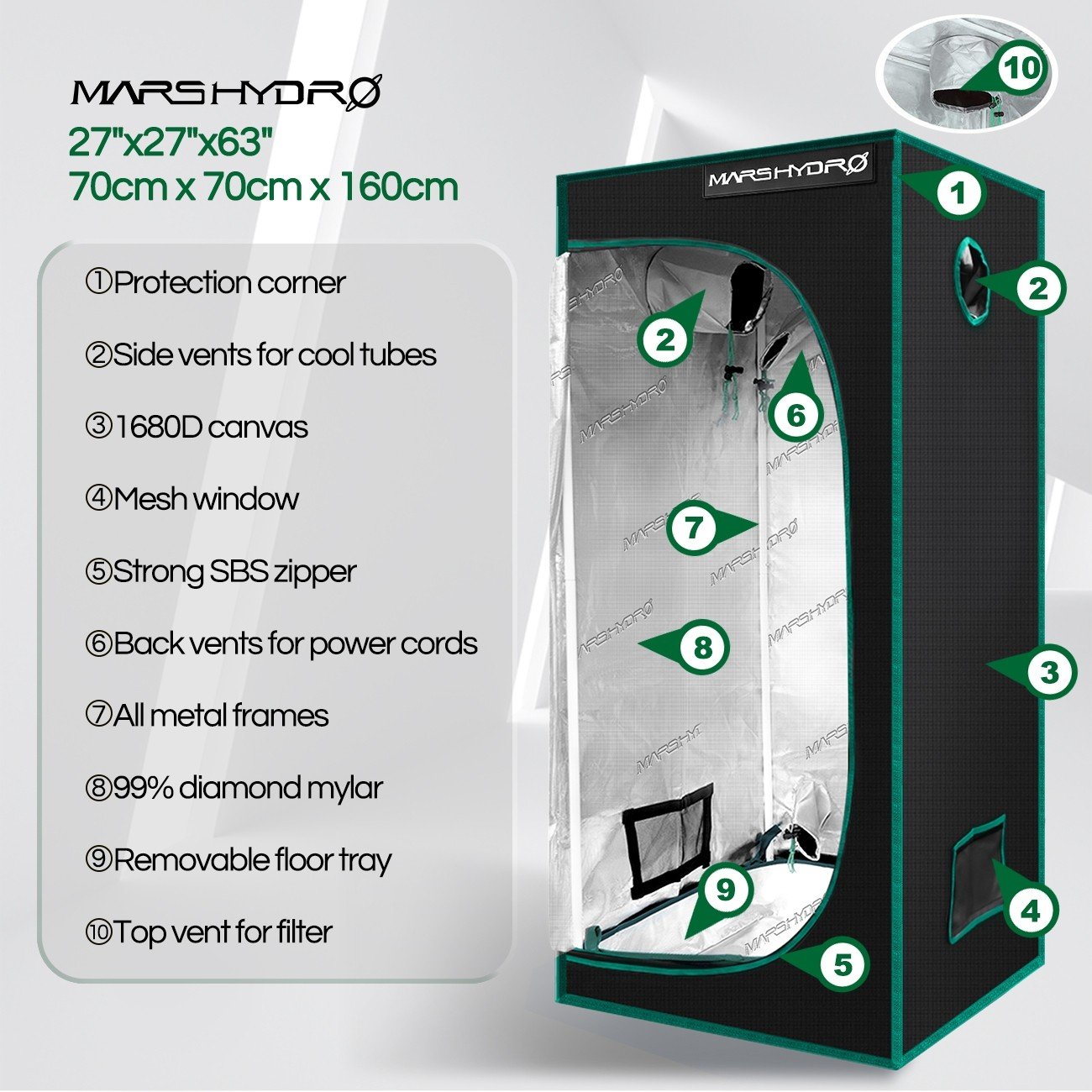 Mars Hydro Grow Tent Set 2.2' x 2.2' x 5'