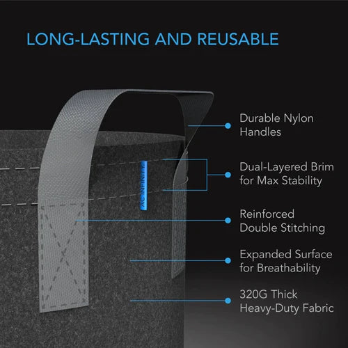 AC Infinity Heavy-Duty Round Fabric Pot (5-PACK)