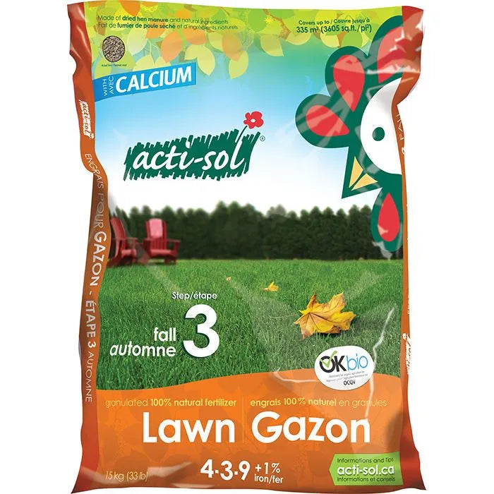 Product Image:ACTI-SOL Lawn Fertilizer Step 3 (fall) 15 kg (4-3-9)