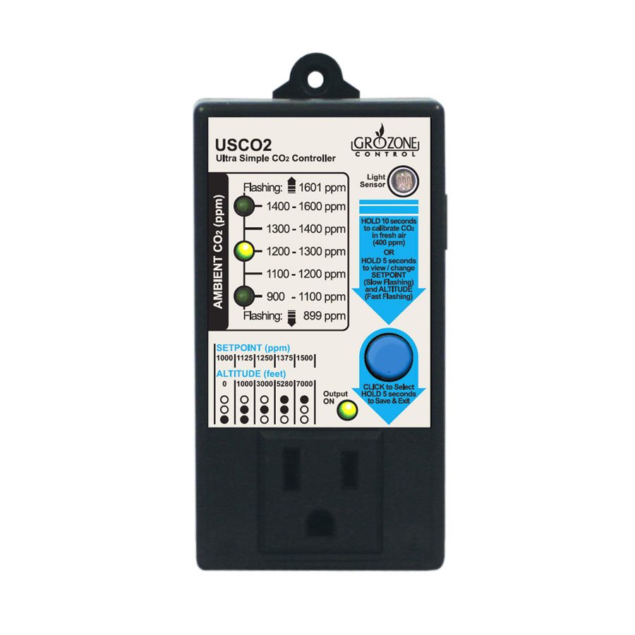 Grozone USCO2 0-1600 ppm Ultra Simple CO2 Controller