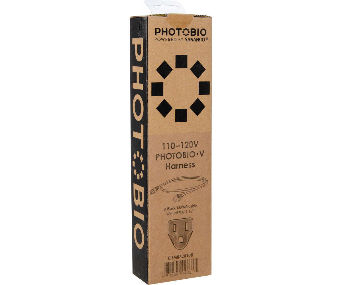 Product Secondary Image:Harnais PHOTOBIO-V 110-120V 8', câble noir 18AWG