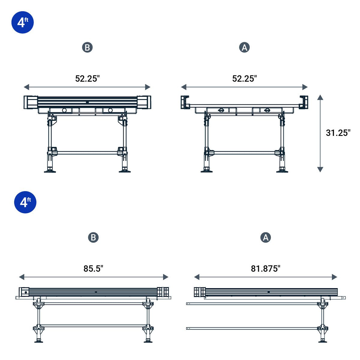 Wachsen Rolling Bench Galvanized 4' Box B