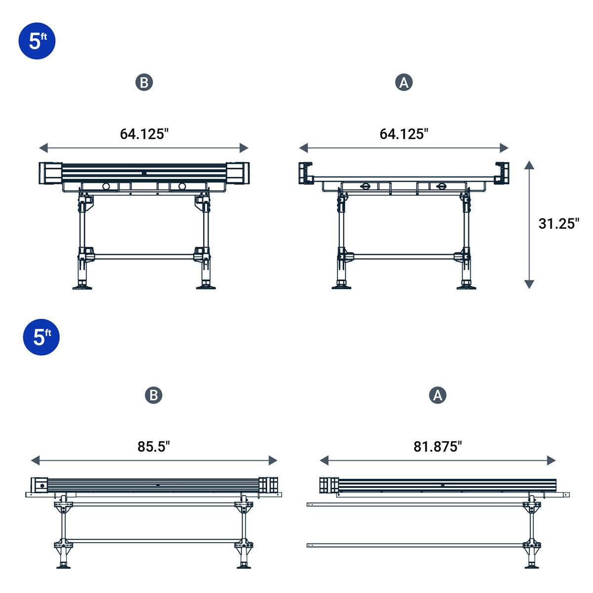 Wachsen Rolling Bench Galvanized 5' Box A