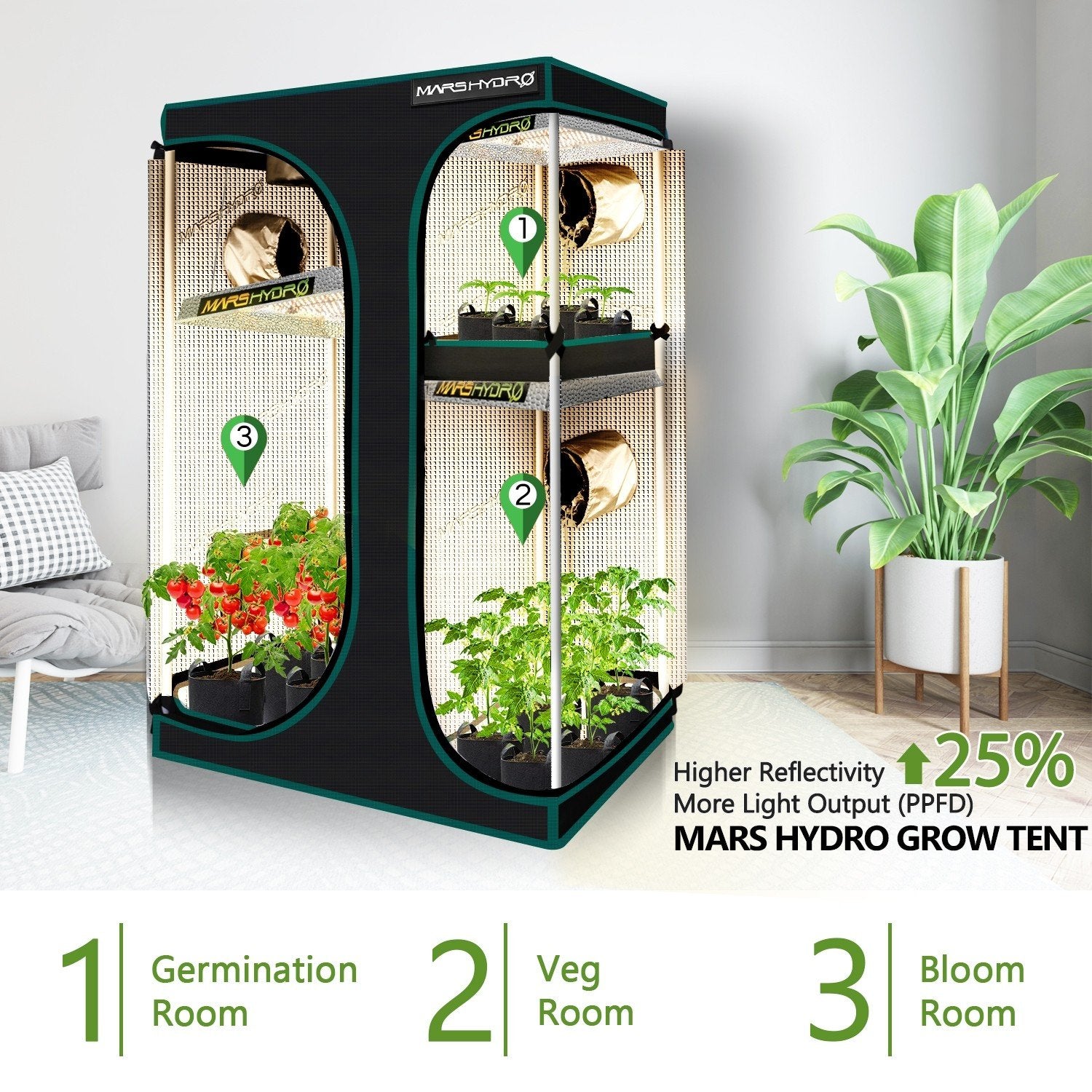 Product Secondary Image:Mars Hydro Grow Tent (2in1) 5' x 5' x 6.5
