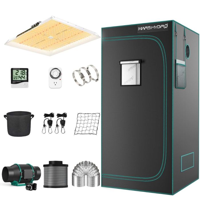 MARS HYDRO TSW 2000 LED GROW LIGHT + 4'X4'(120X120CM) INDOOR COMPLETE GROW TENT KIT
