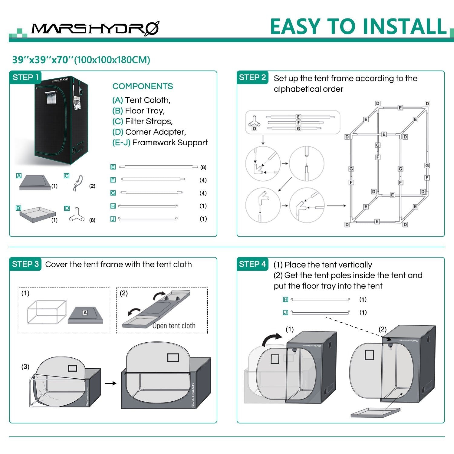 Mars Hydro Grow Tent Kit 3' x 3' x 5'