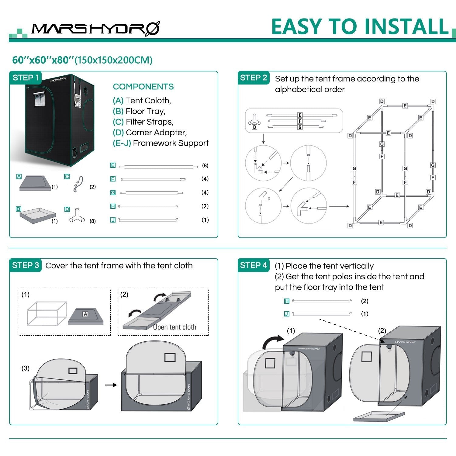 Mars Hydro Grow Tent Full Kit 5' x 5' x 6.5'
