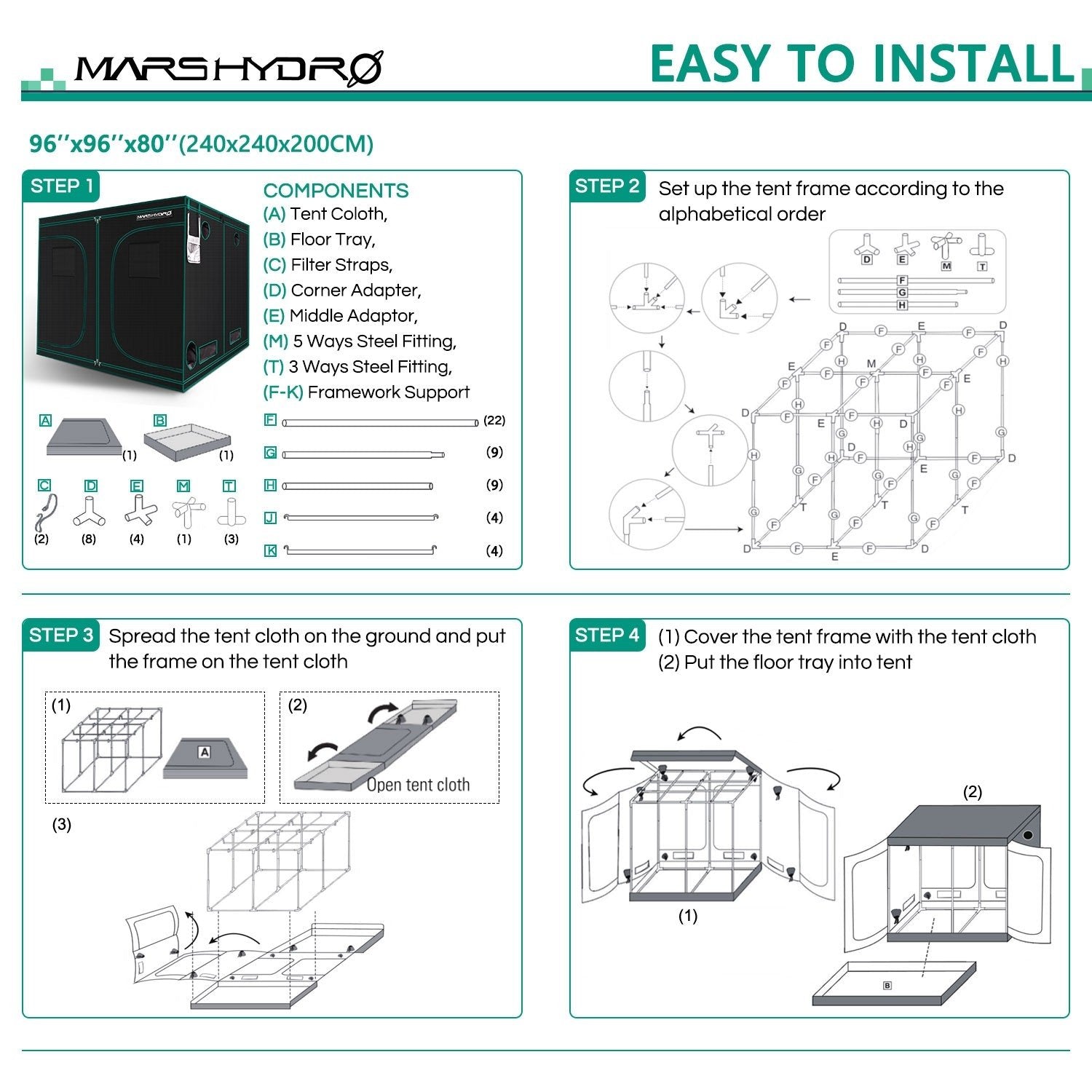 Mars Hydro Grow Tent Kit 8' x 8' x 6.5'