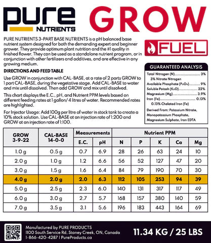 Pure Fuel Pro Line - Grow Formula 3-9-22 (25 lbs)