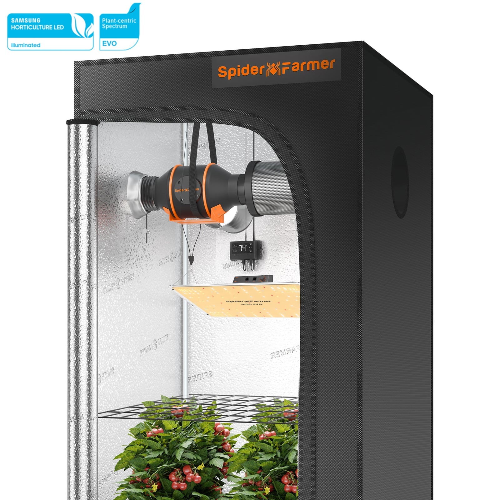 Product Image:Spider Farmer® SF1000 LED Grow Light+2'x2′ Grow Tent+Inline Fan Combo avec Speed Controller
