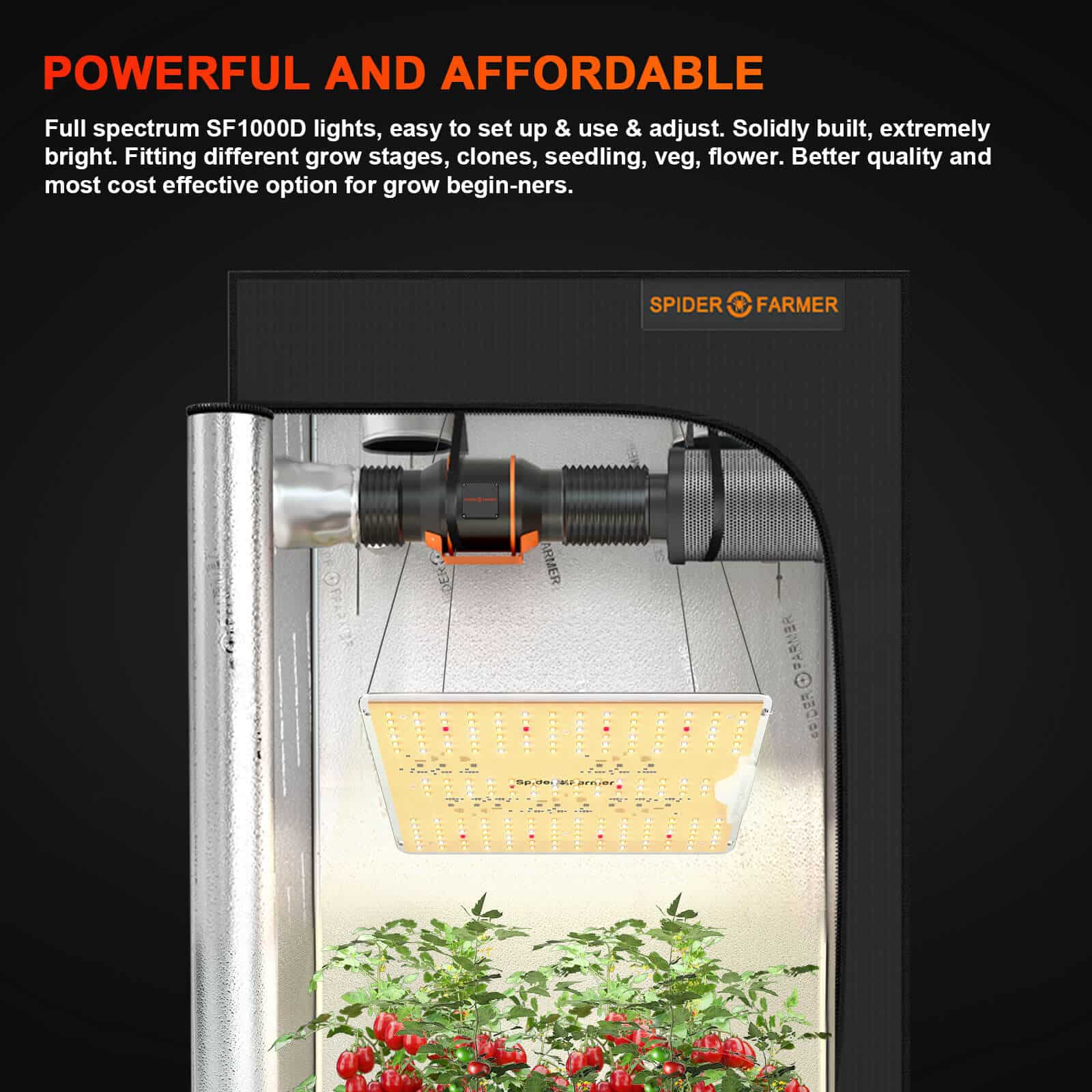 Spider Farmer® SF1000D 100W Newest Version Full Spectrum LED Grow Light for Beginners