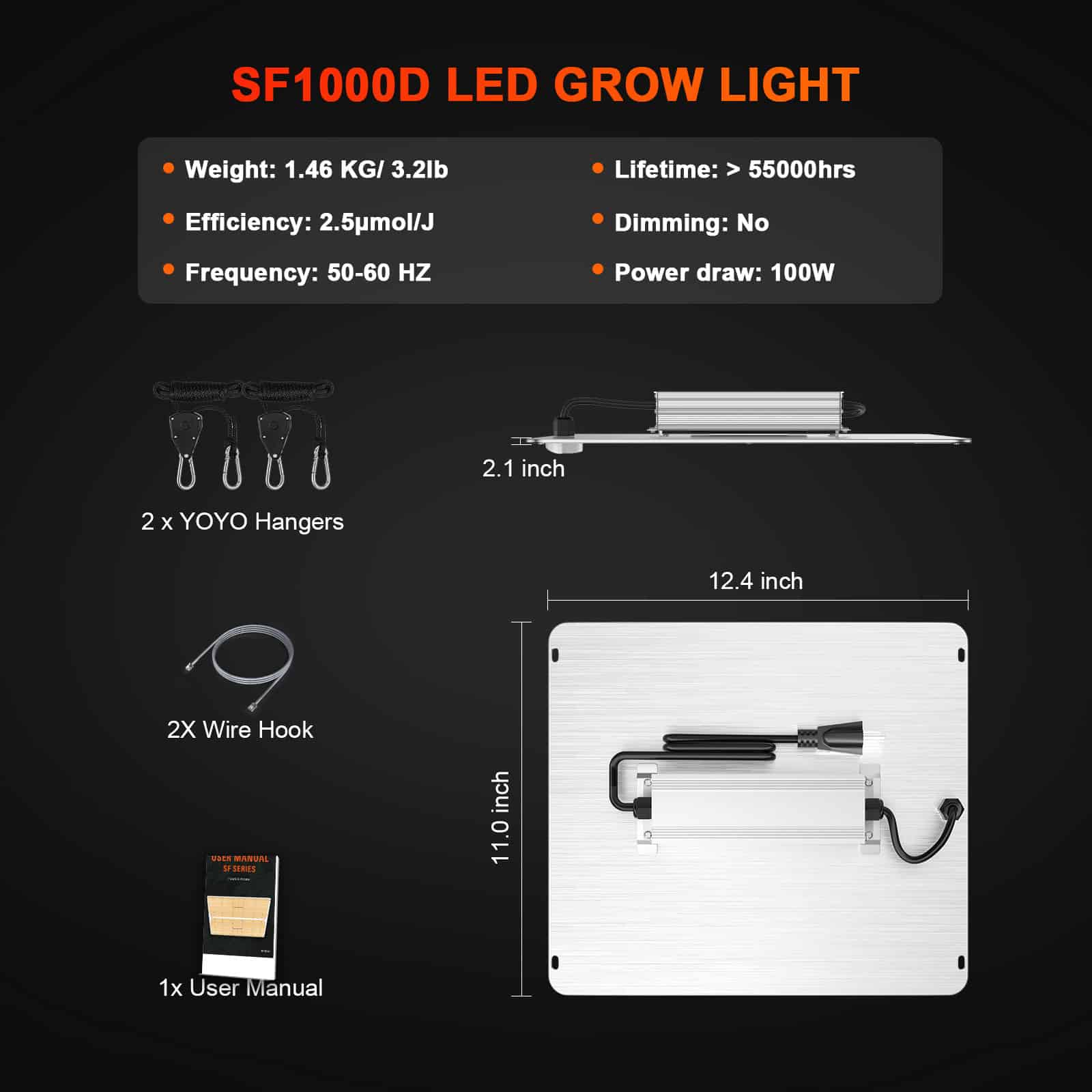 Spider Farmer® SF1000D LED Grow Light Full Spectrum Samsung Diodes