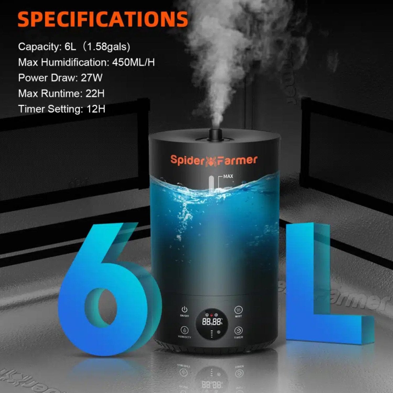 Spider Farmer 6L Cool Mist Humidifier for Plants