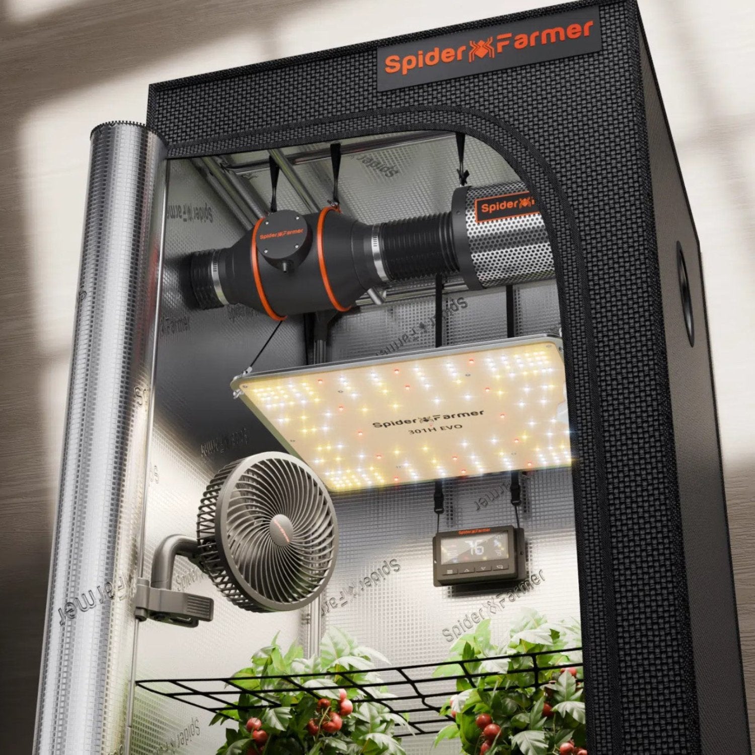 Product Image:Spider Farmer® SF1000 LED Grow Light+2'x2′ Grow Tent+Inline Fan Combo avec Speed Controller