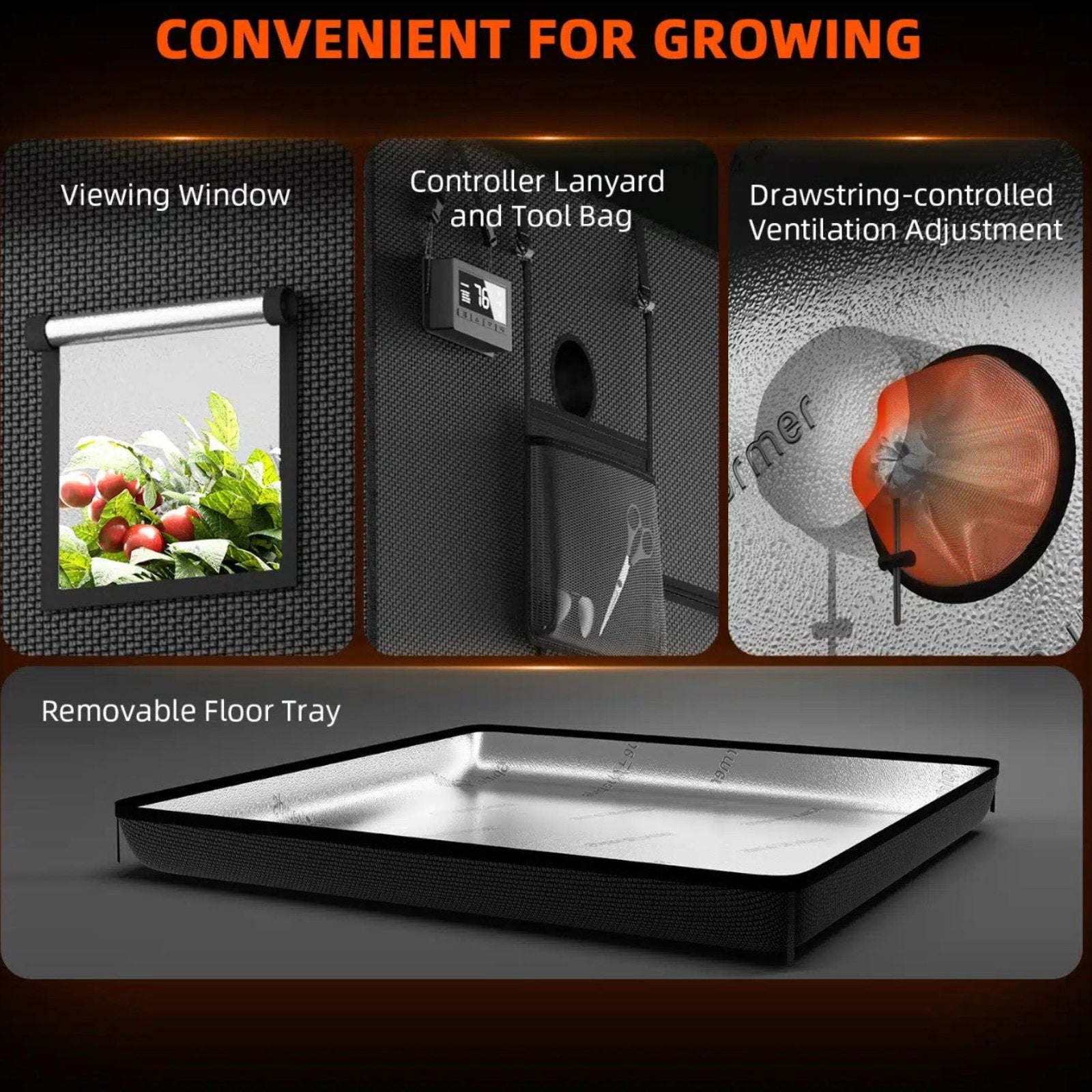 Spider Farmer 4’x4’x6.5′ (120x120x200cm) Indoor Grow Tent