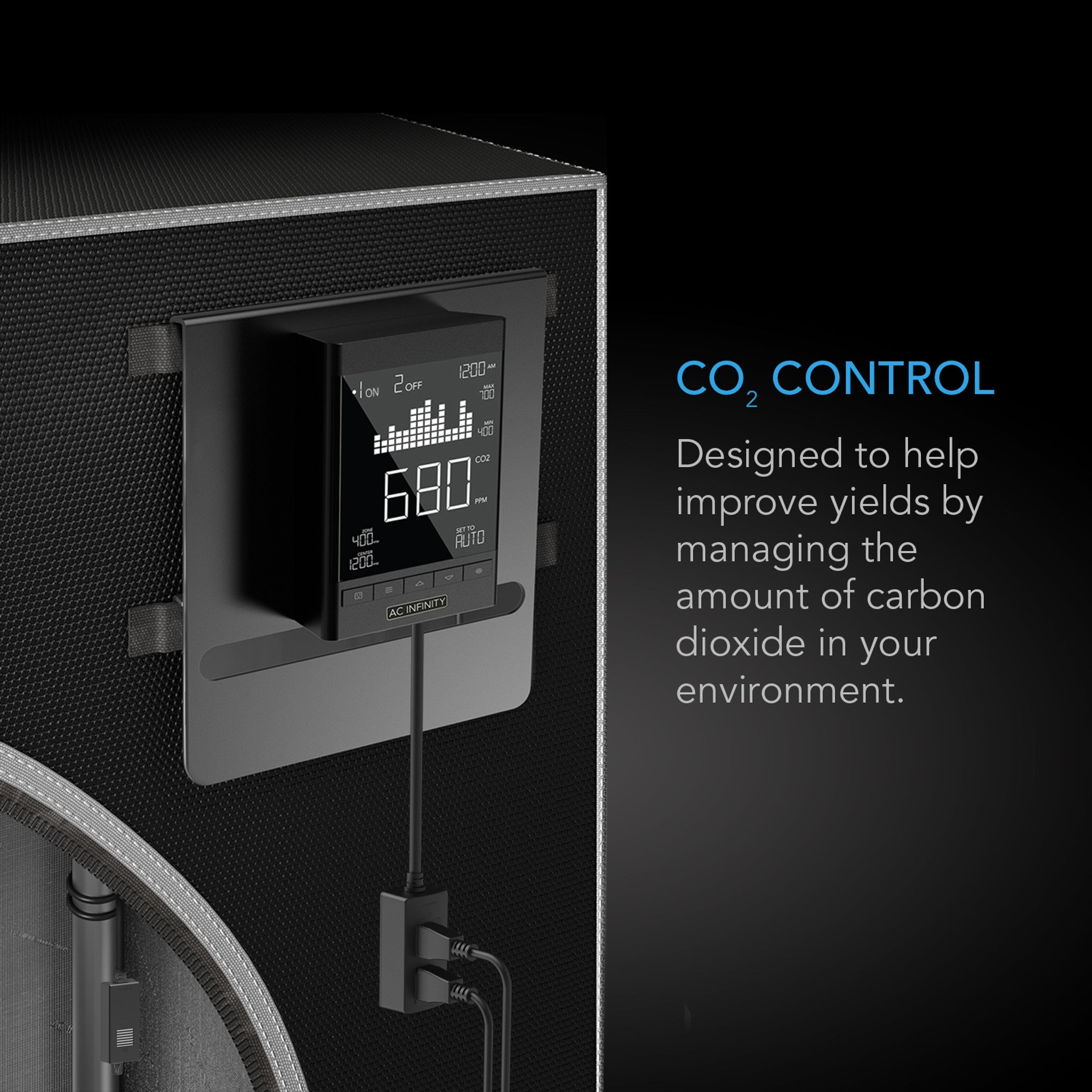 CONTRÔLEUR DE CO2 AC INFINITY, MONITEUR DE DIOXYDE DE CARBONE INTELLIGENT POUR LES RÉGULATEURS DE CO2 ET LES VENTILATEURS EN LIGNE