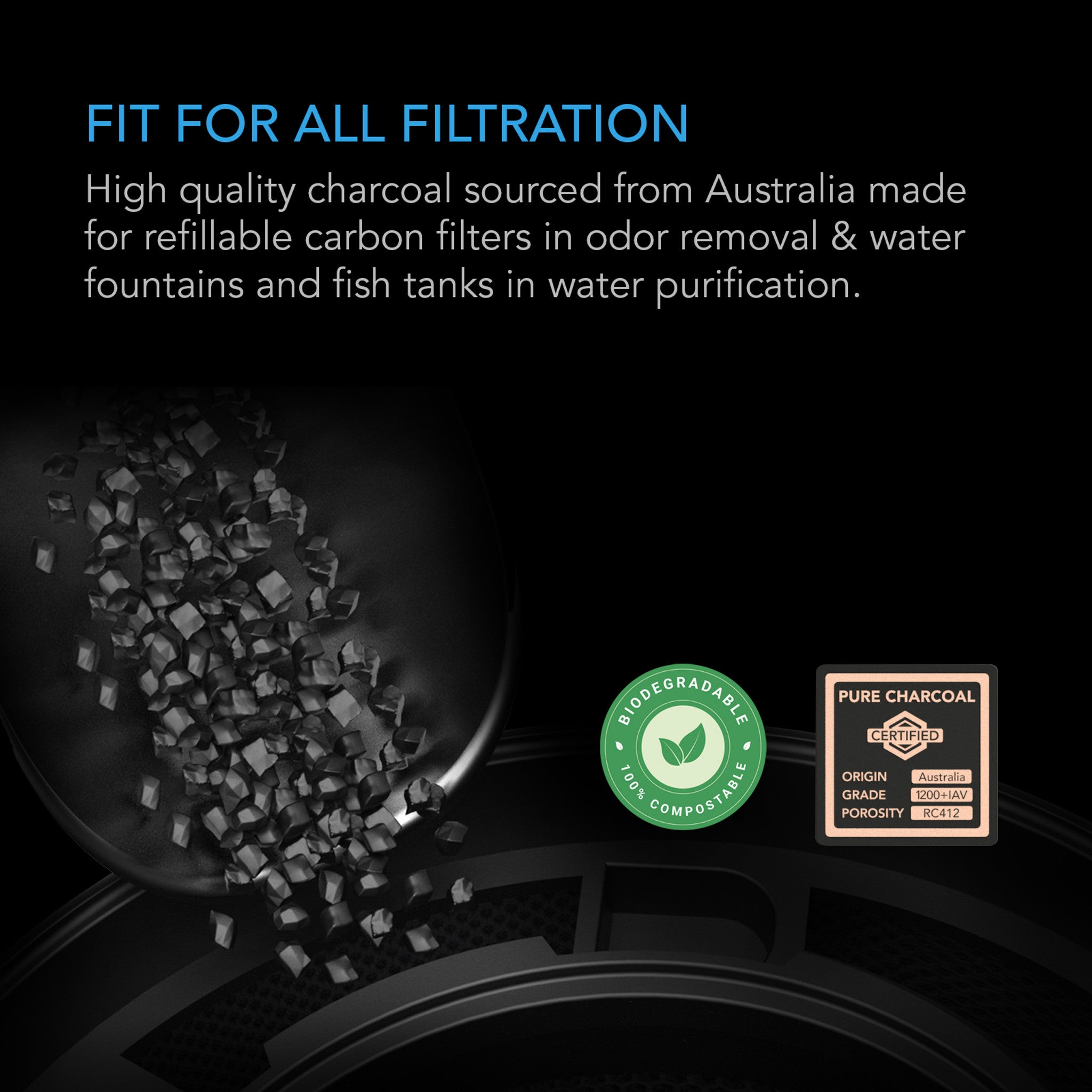 Product Secondary Image:AC INFINITY ACTIVATED CARBON REFILL, 1200+ IAV AUSTRALIAN CHARCOAL