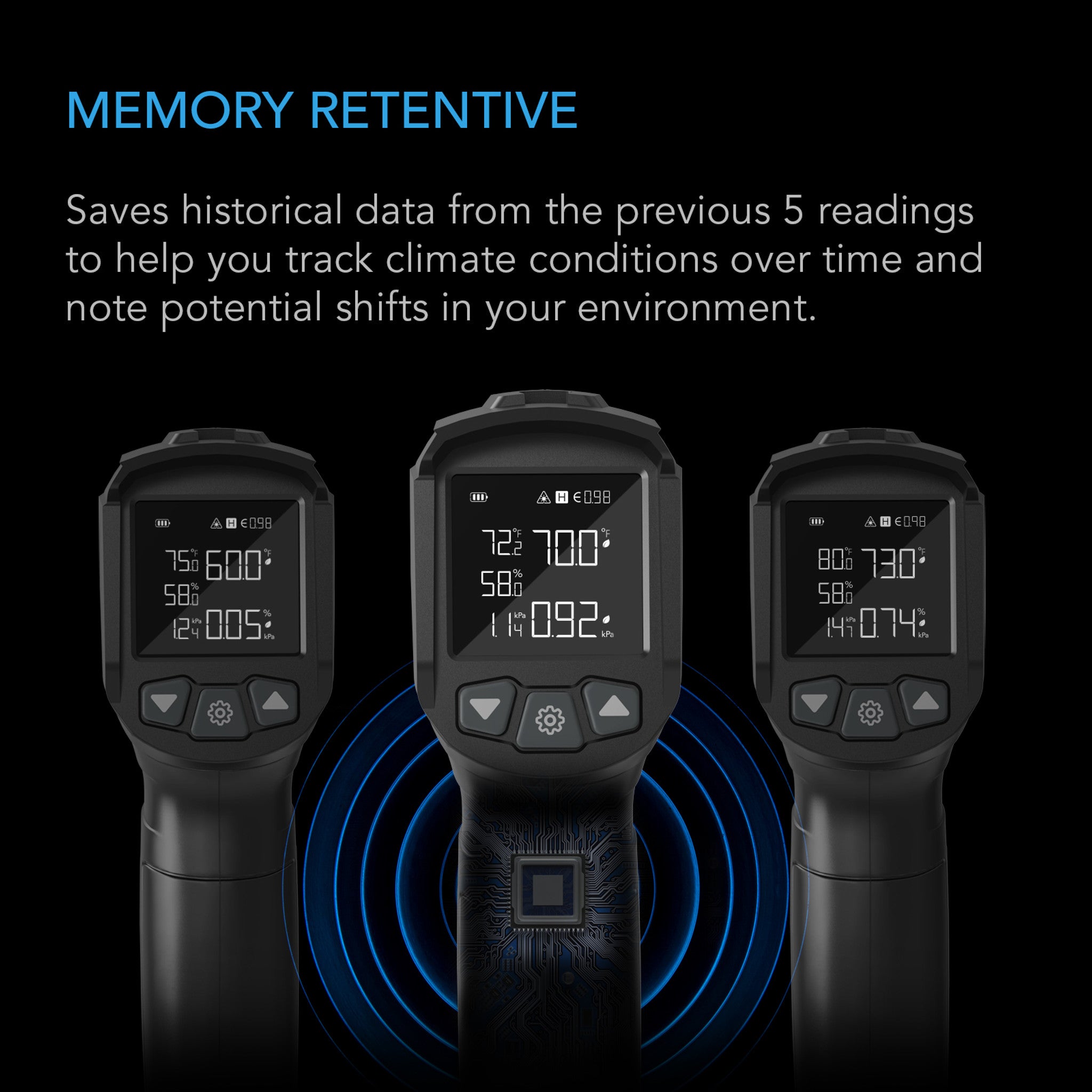 VPD THERMOMETER, HANDHELD ENVIRONMENTAL MONITOR, CAPTURES LEAF VPD AND TEMPERATURE