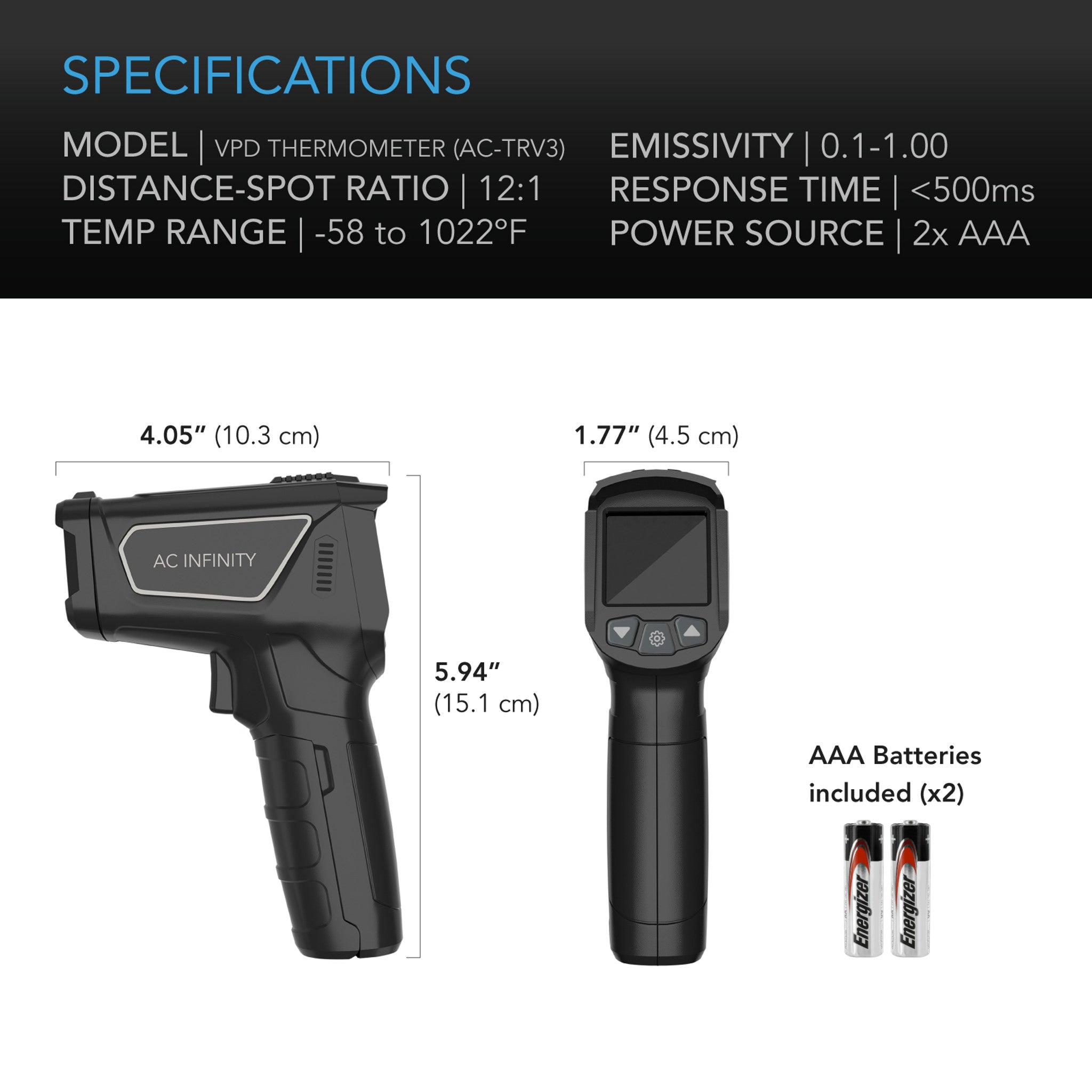 VPD THERMOMETER, HANDHELD ENVIRONMENTAL MONITOR, CAPTURES LEAF VPD AND TEMPERATURE