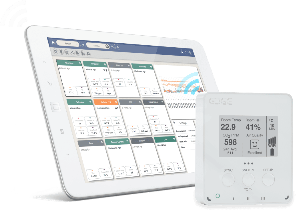 Product Secondary Image:LoggerFlex EDWIAR EDGE Air Data Logger with alarm, E-Ink display and WiFi, 400 to 2000 ppm, -4 to 160°F