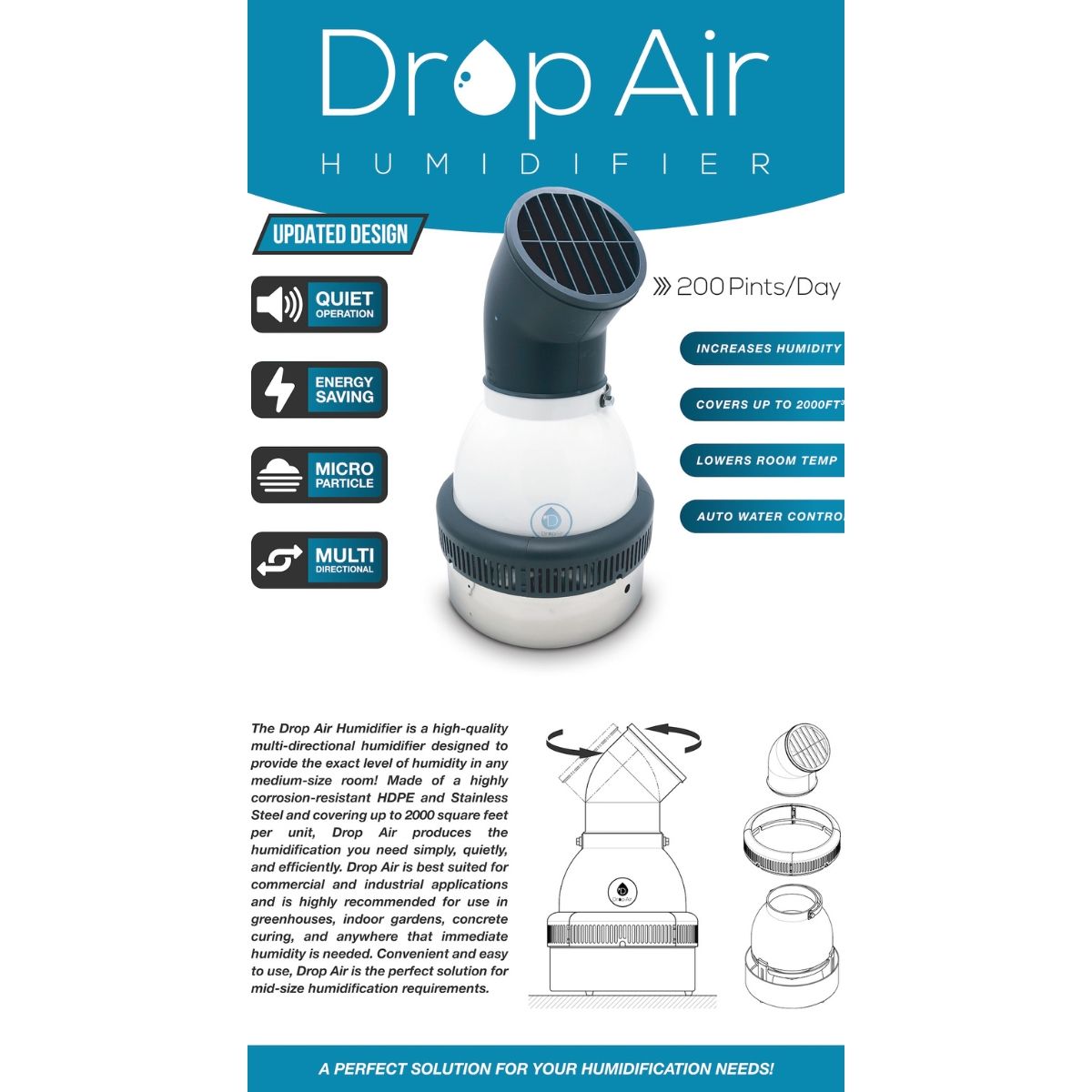 Drop Air Humidifier 200 Pints per Day