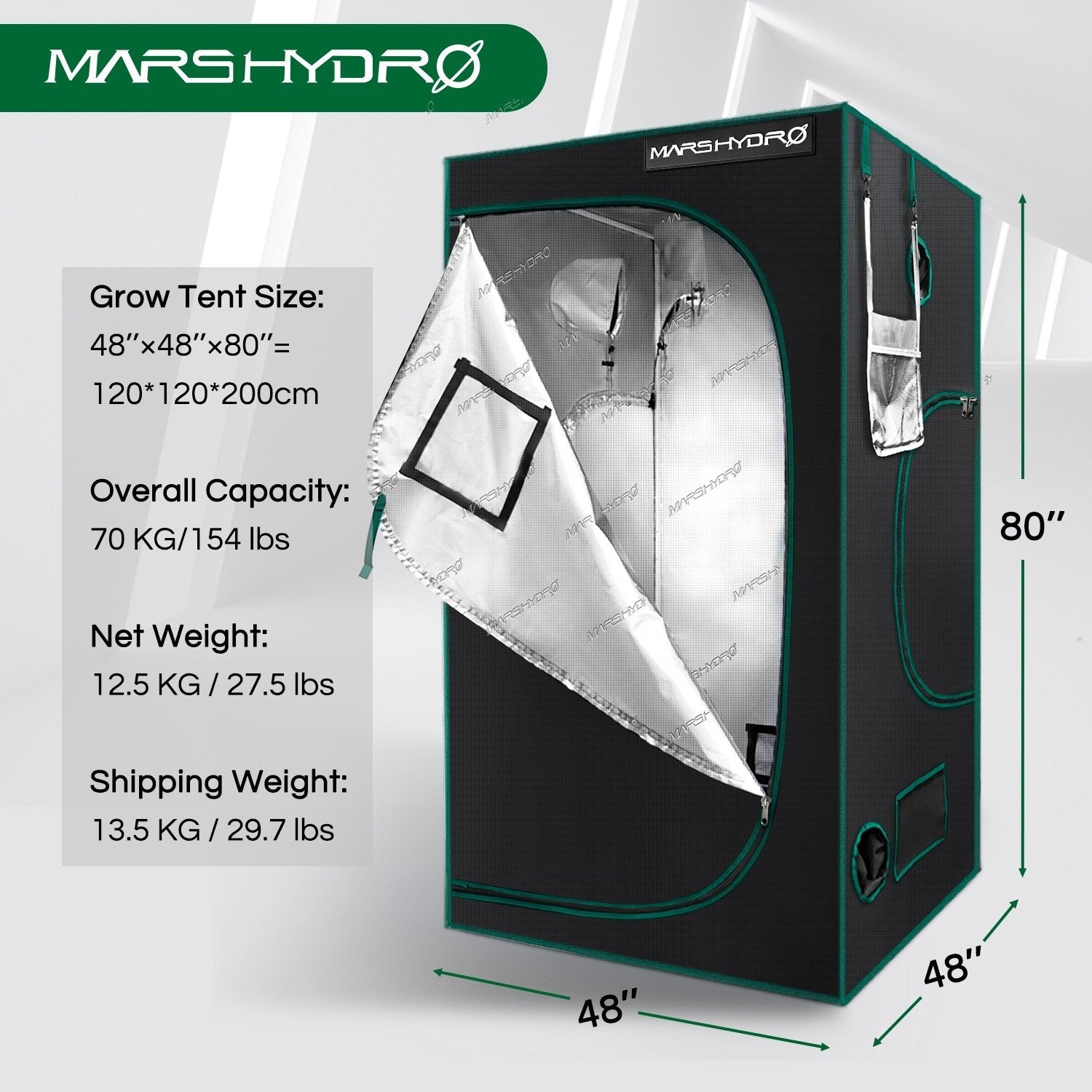 Product Secondary Image:Mars Hydro Grow Tent Full Kit 4' x 4' x 6.5'