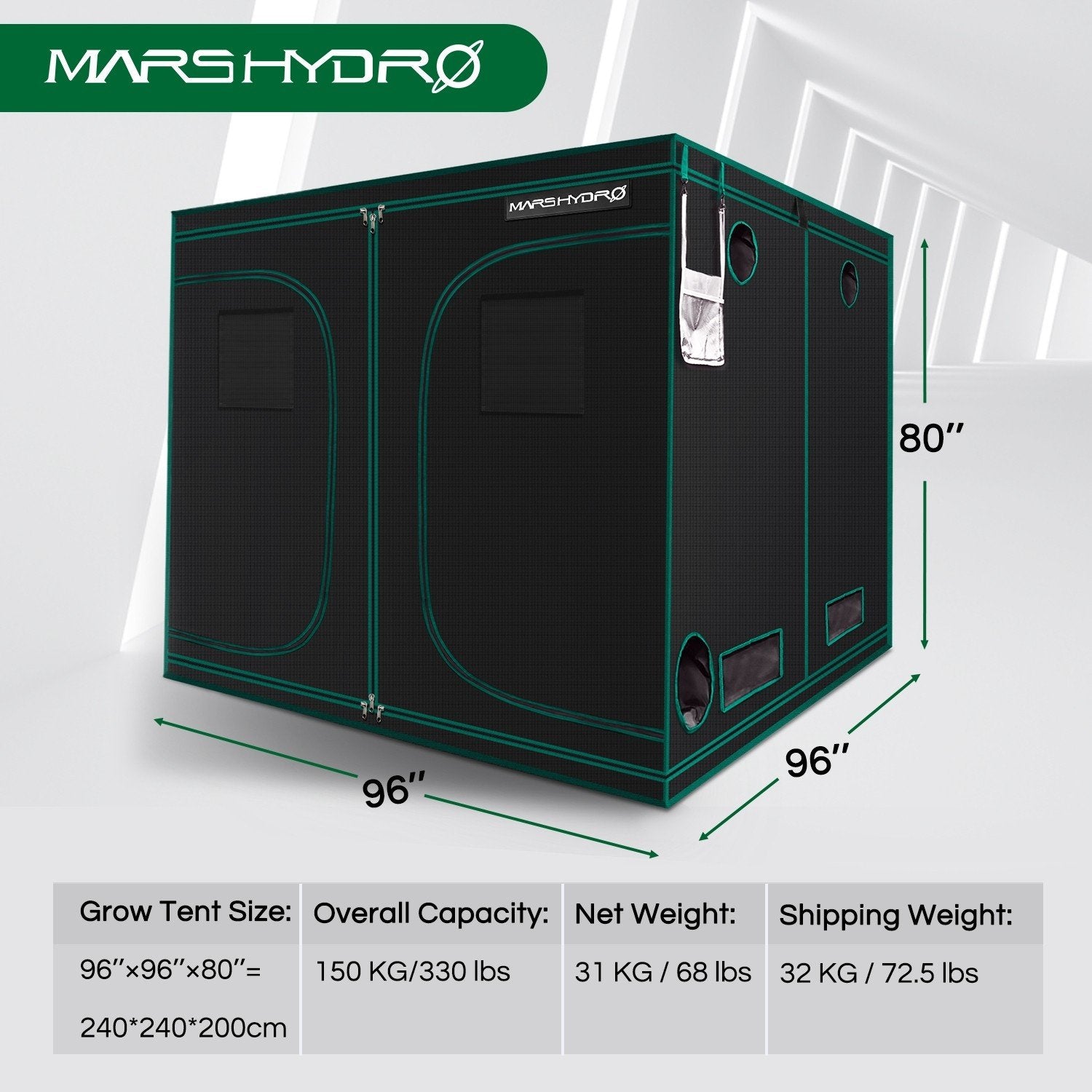 Product Secondary Image:Mars Hydro Grow Tent Kit 8' x 8' x 6.5'