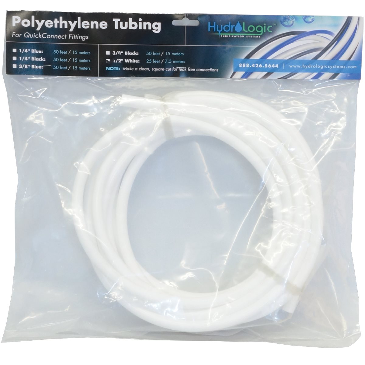 HydroLogic 1 / 2″ Tubing Pack 25′ – White